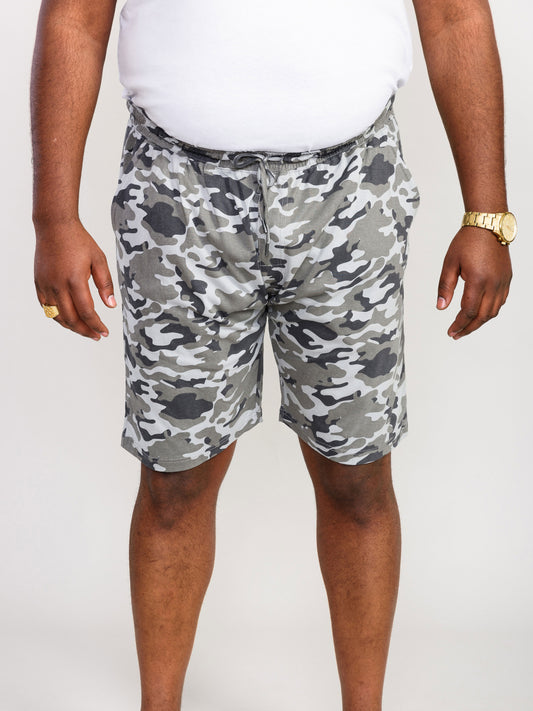 CARLTON -D555 Green Camouflage Elasticated Waist Jersey Camo Short