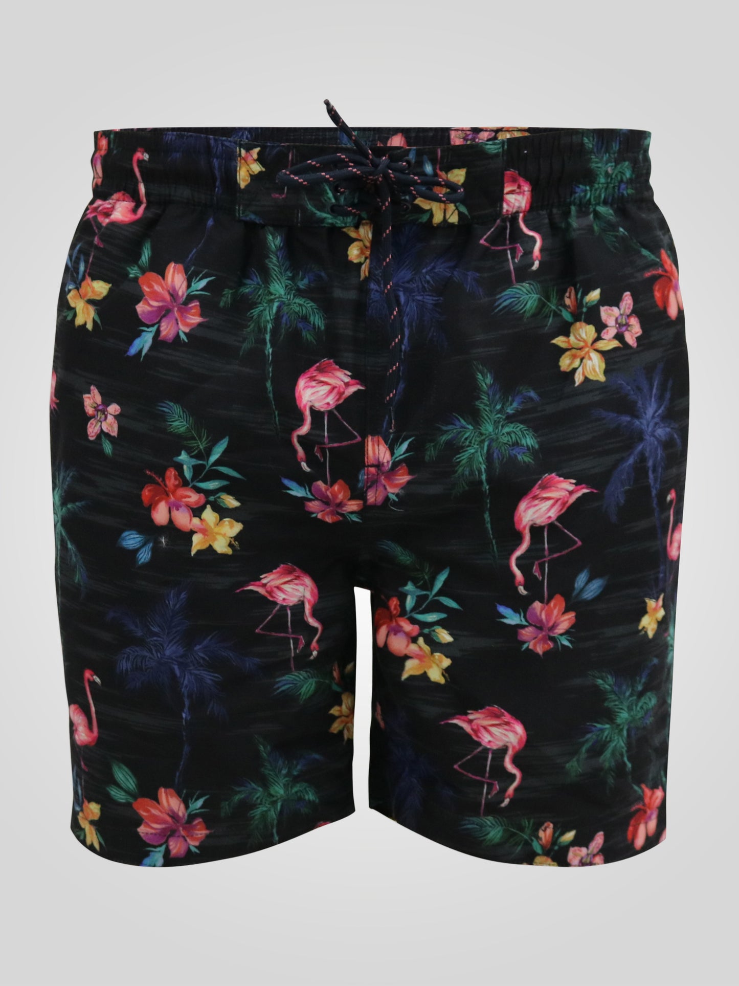 CAMPTON -D555 Black Flamingo and Palm Tree Printed Swim Shorts