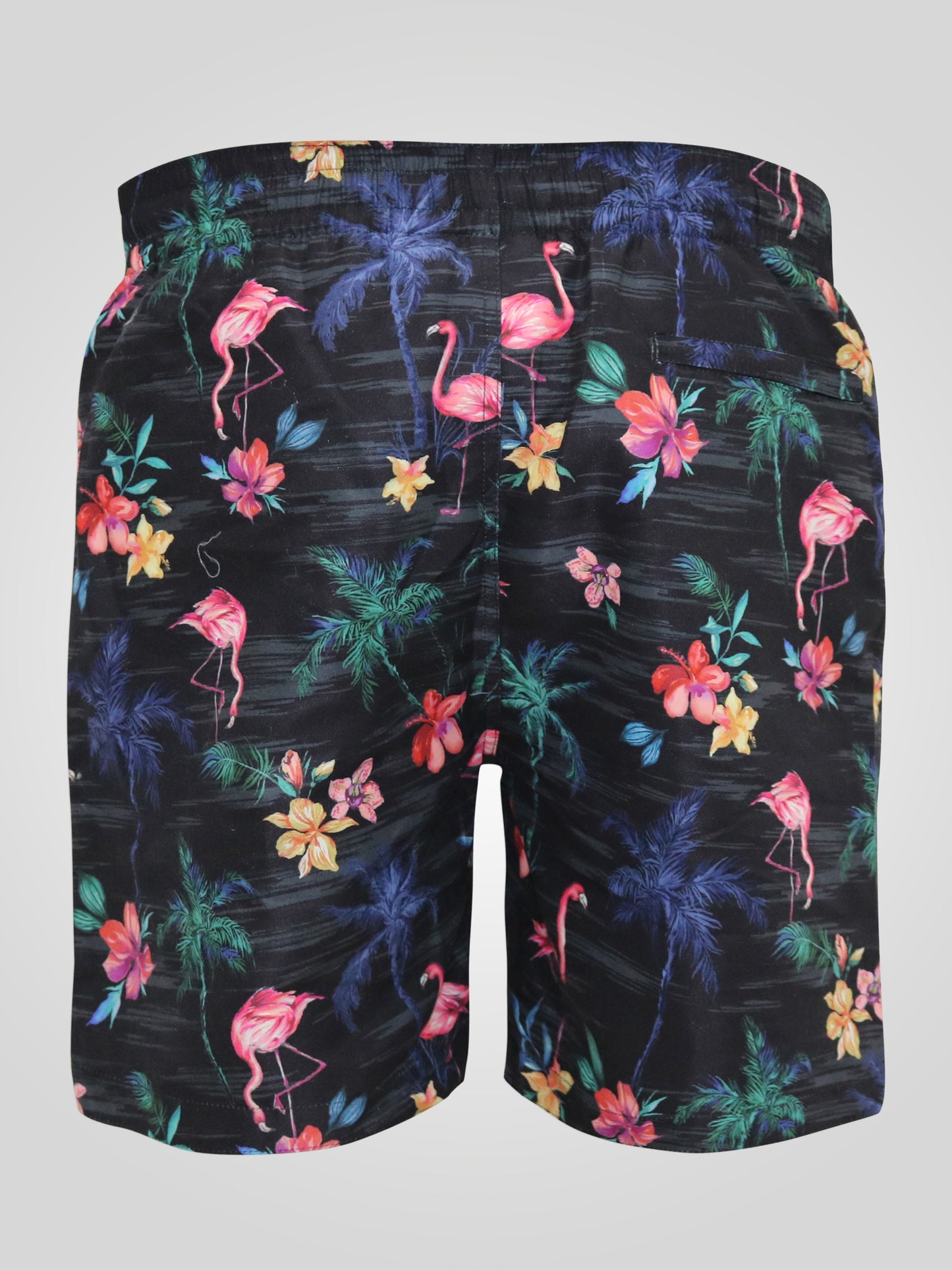 CAMPTON -D555 Black Flamingo and Palm Tree Printed Swim Shorts