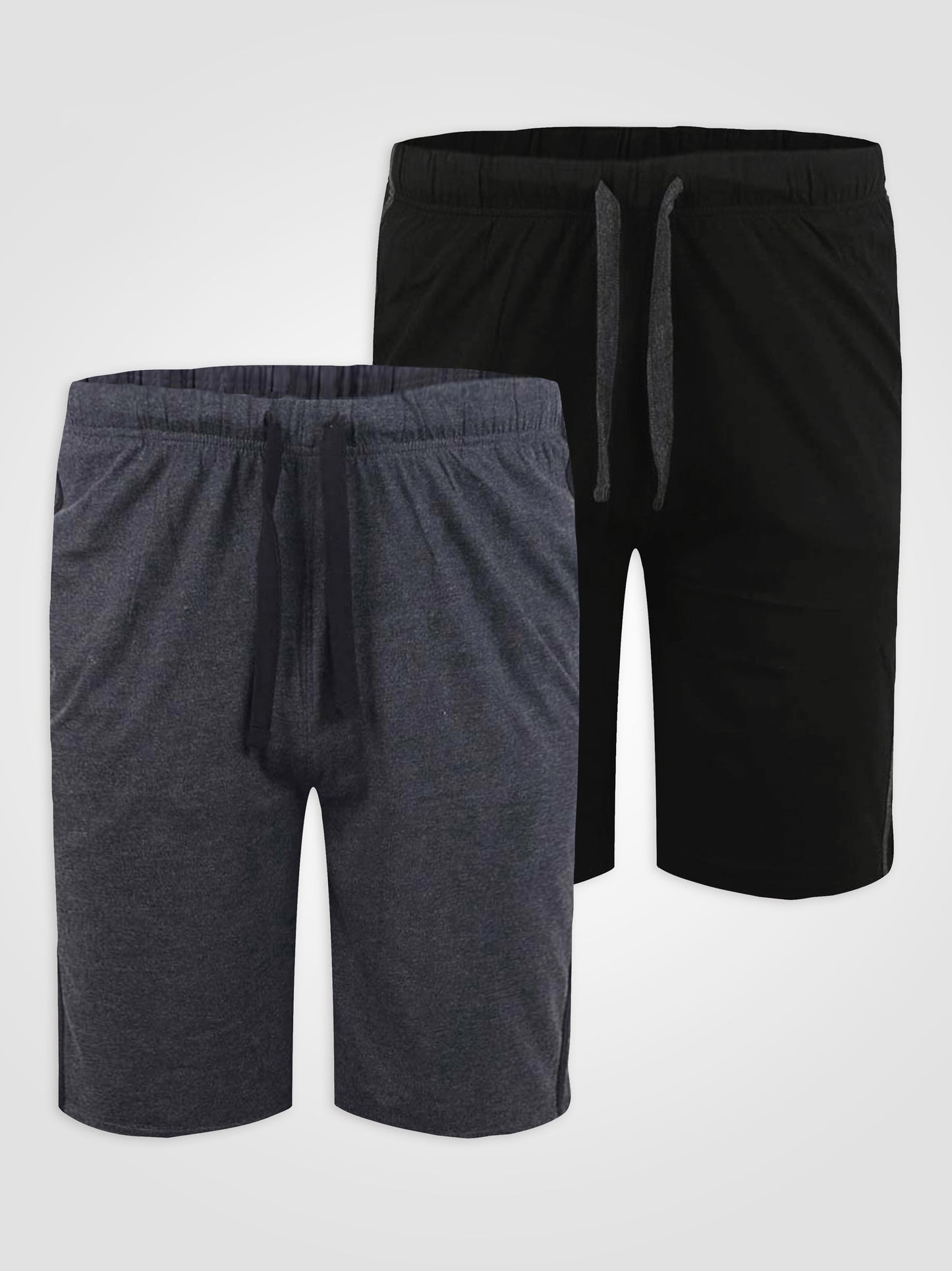 RYAN -D555 Black/Charcoal Pack Of 2 Elasticated Waist Side Stripes Jersey Short