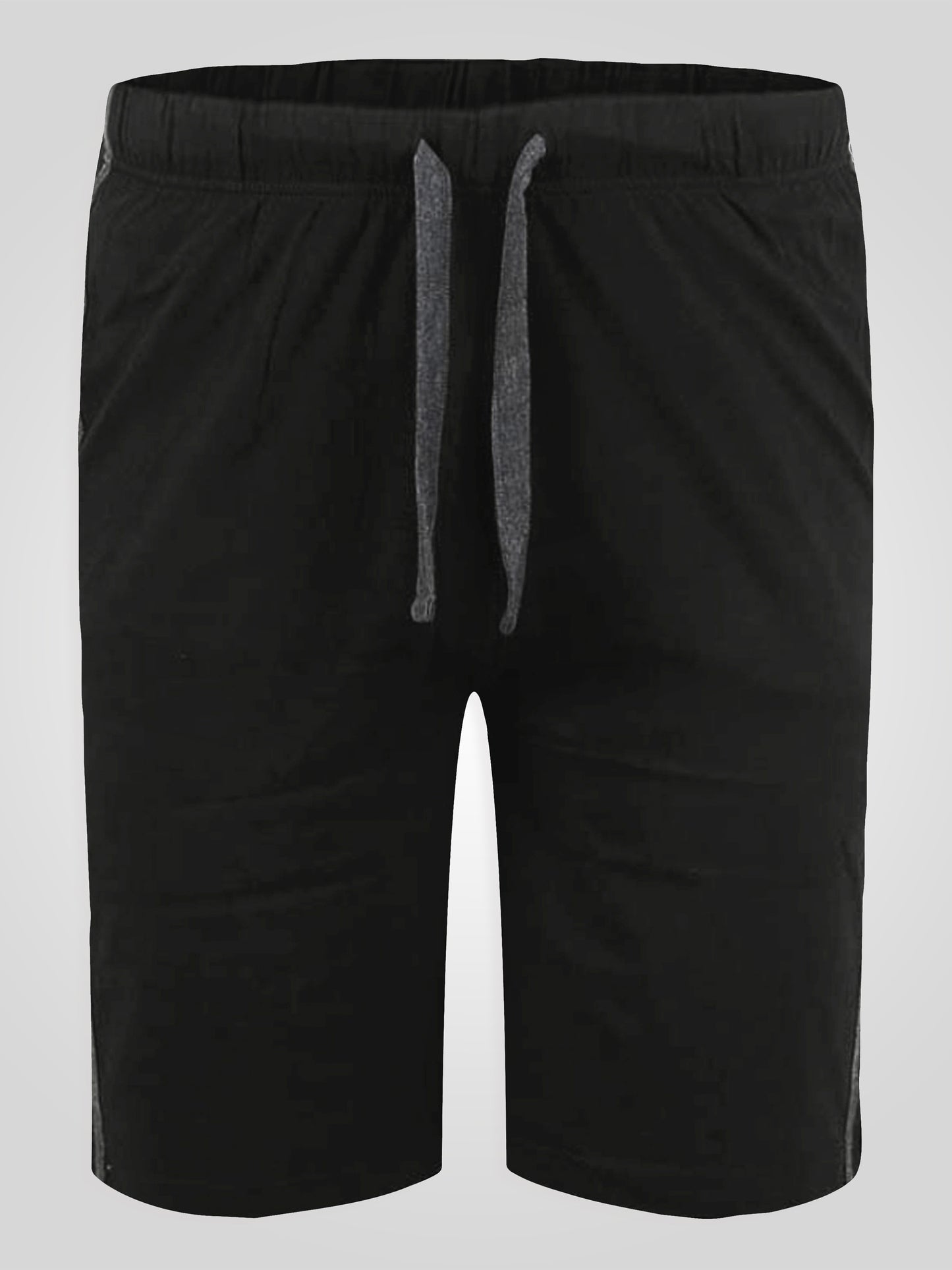 RYAN -D555 Black/Charcoal Pack Of 2 Elasticated Waist Side Stripes Jersey Short