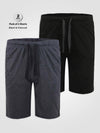 RYAN -D555 Black/Charcoal Pack Of 2 Elasticated Waist Side Stripes Jersey Short