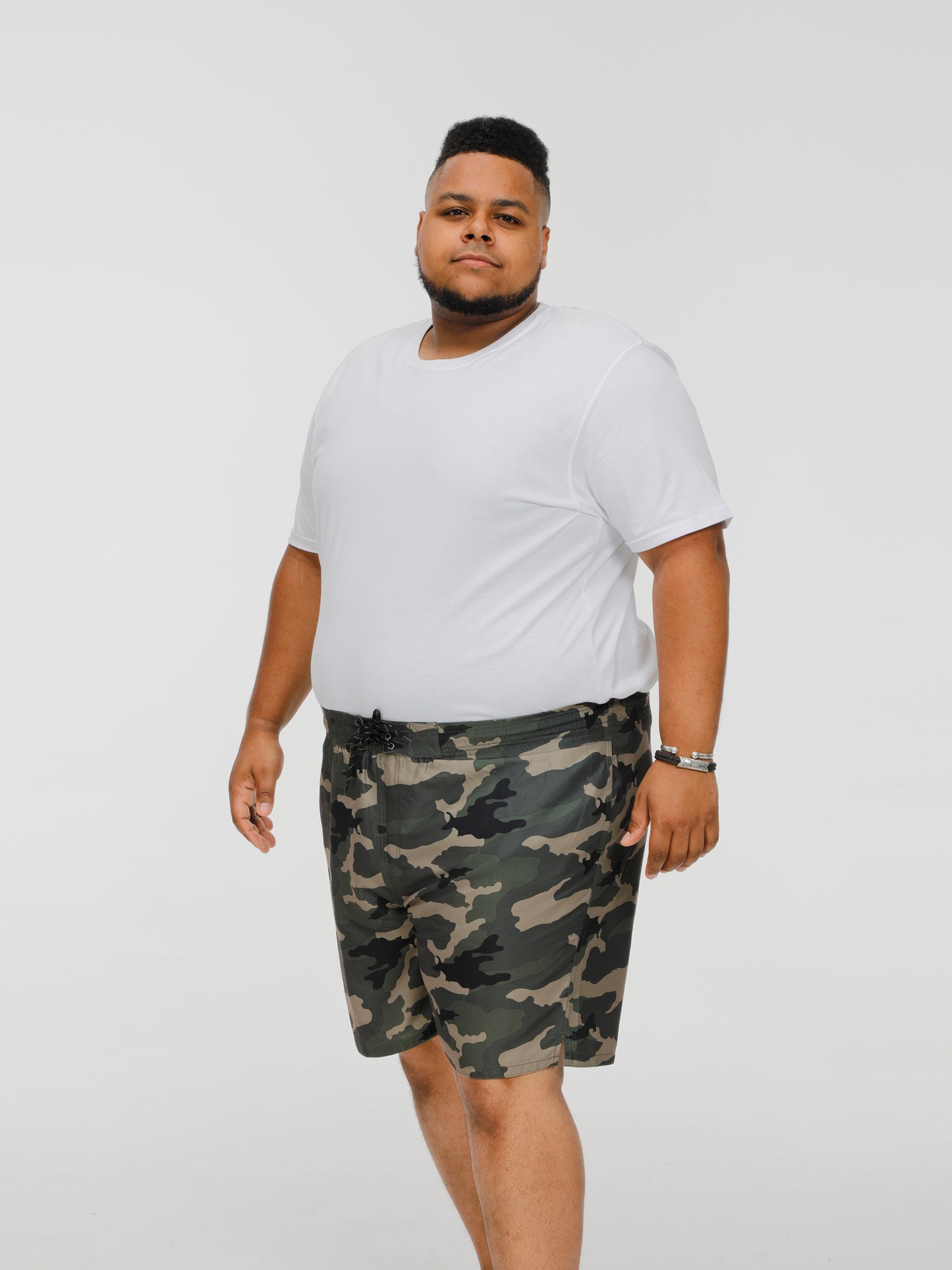KODY -D555 Green Camouflage Camo Print Swim Shorts