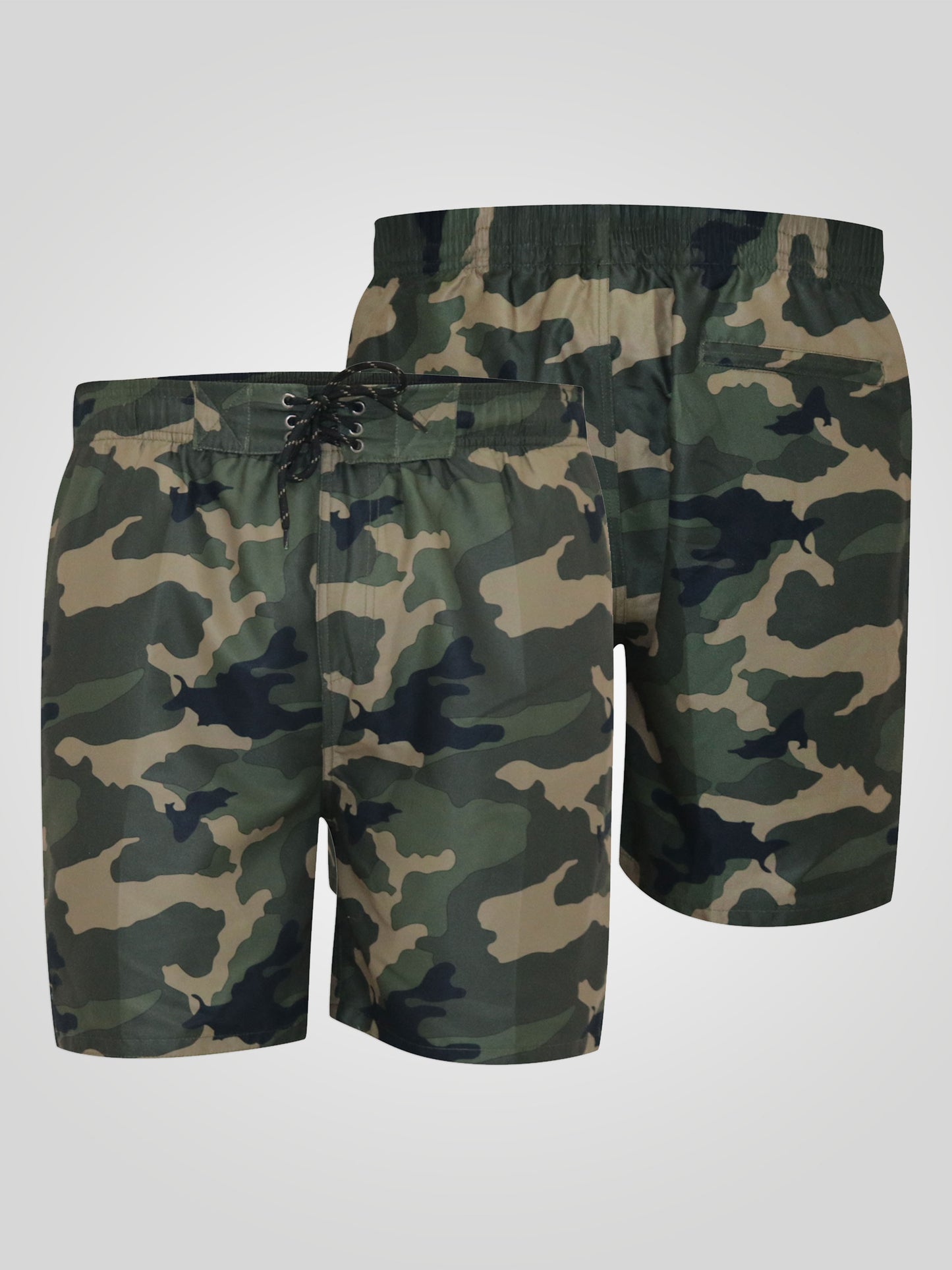 KODY -D555 Green Camouflage Camo Print Swim Shorts