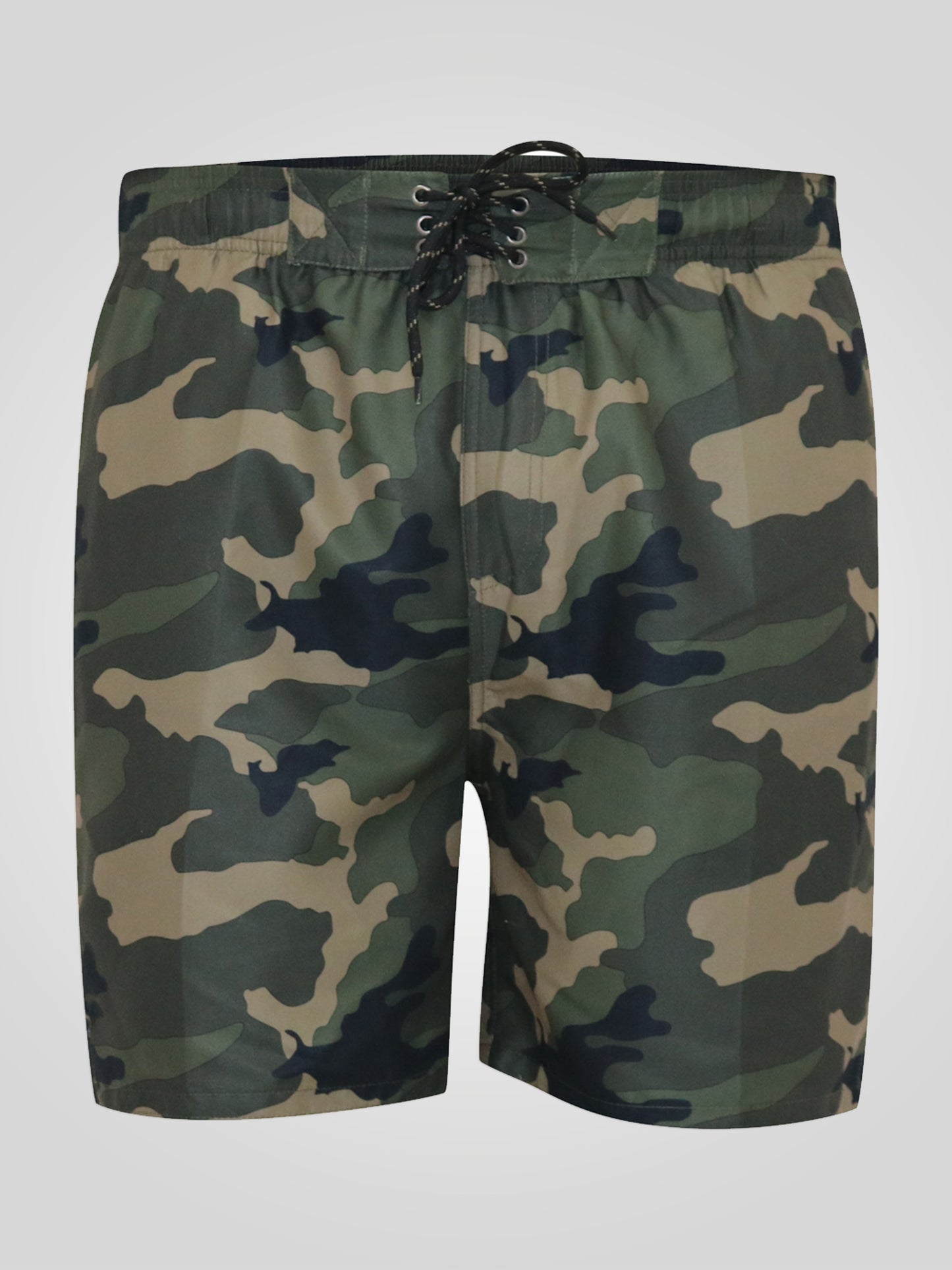 KODY -D555 Green Camouflage Camo Print Swim Shorts