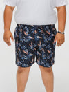 DARIAN -D555 Navy Blue Hawaiian Print Swim Shorts