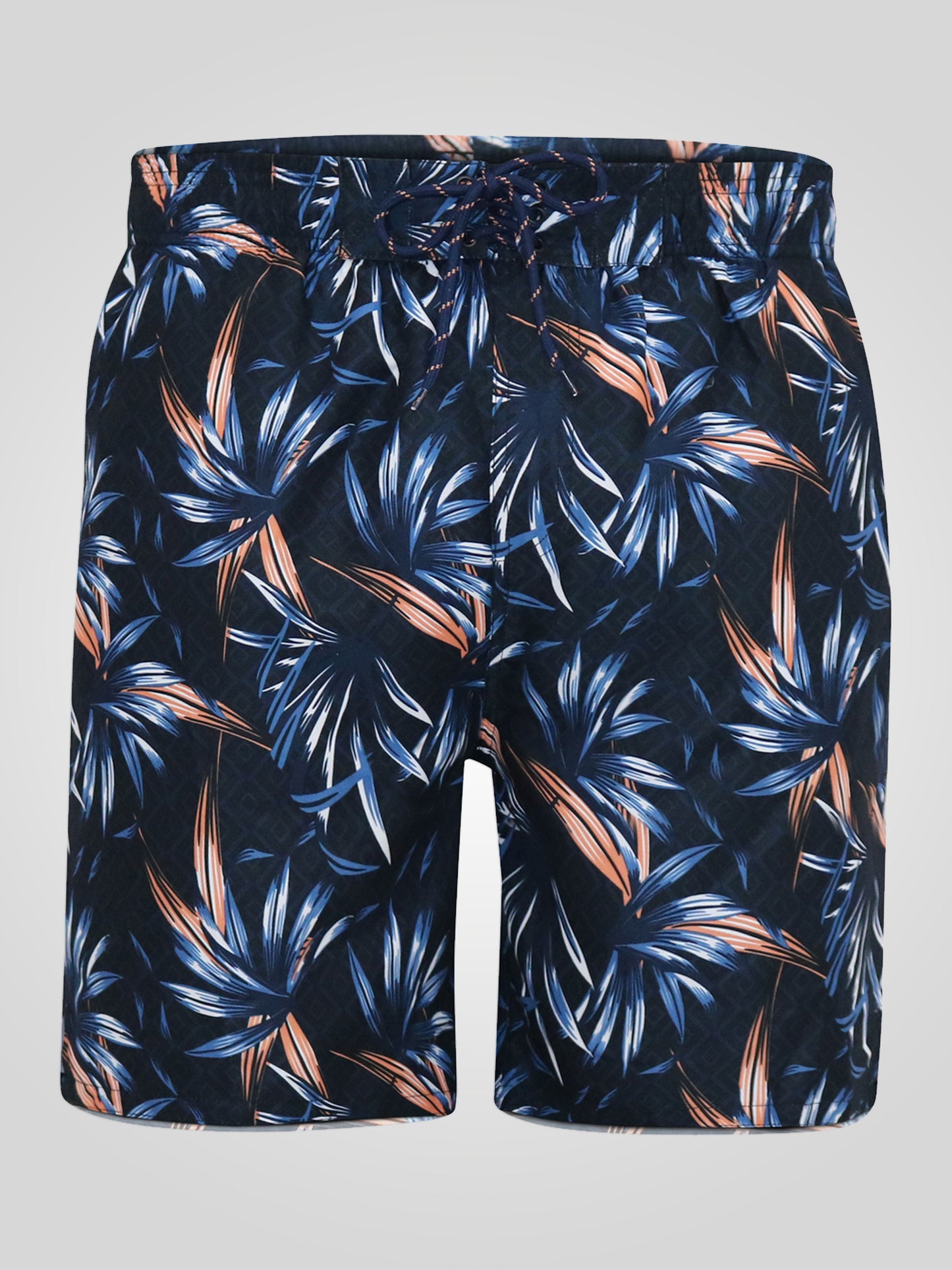 DARIAN -D555 Navy Blue Hawaiian Print Swim Shorts