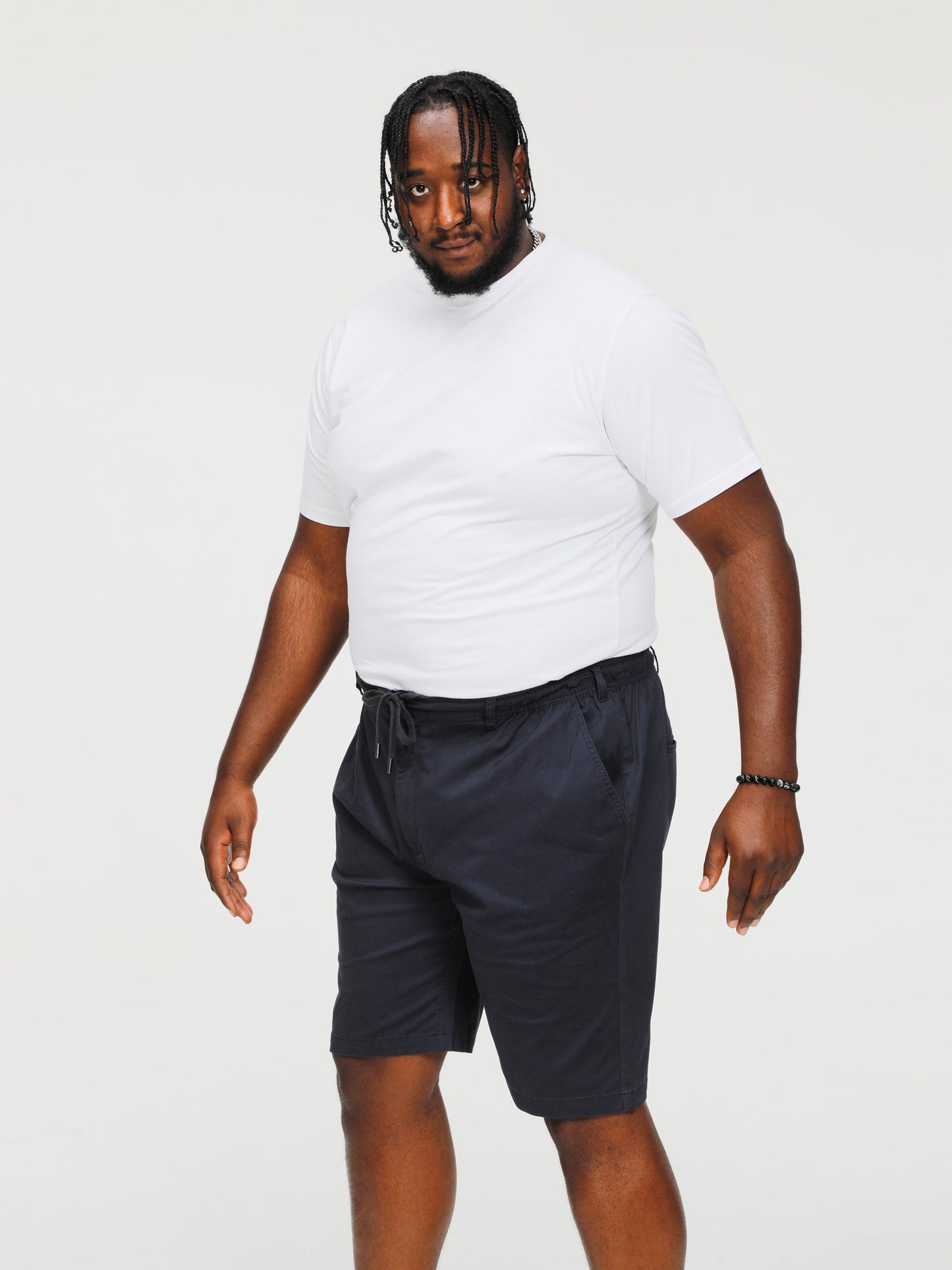 ARIES 1 -D555 Navy Blue Full Elastic Waist Stretch Shorts