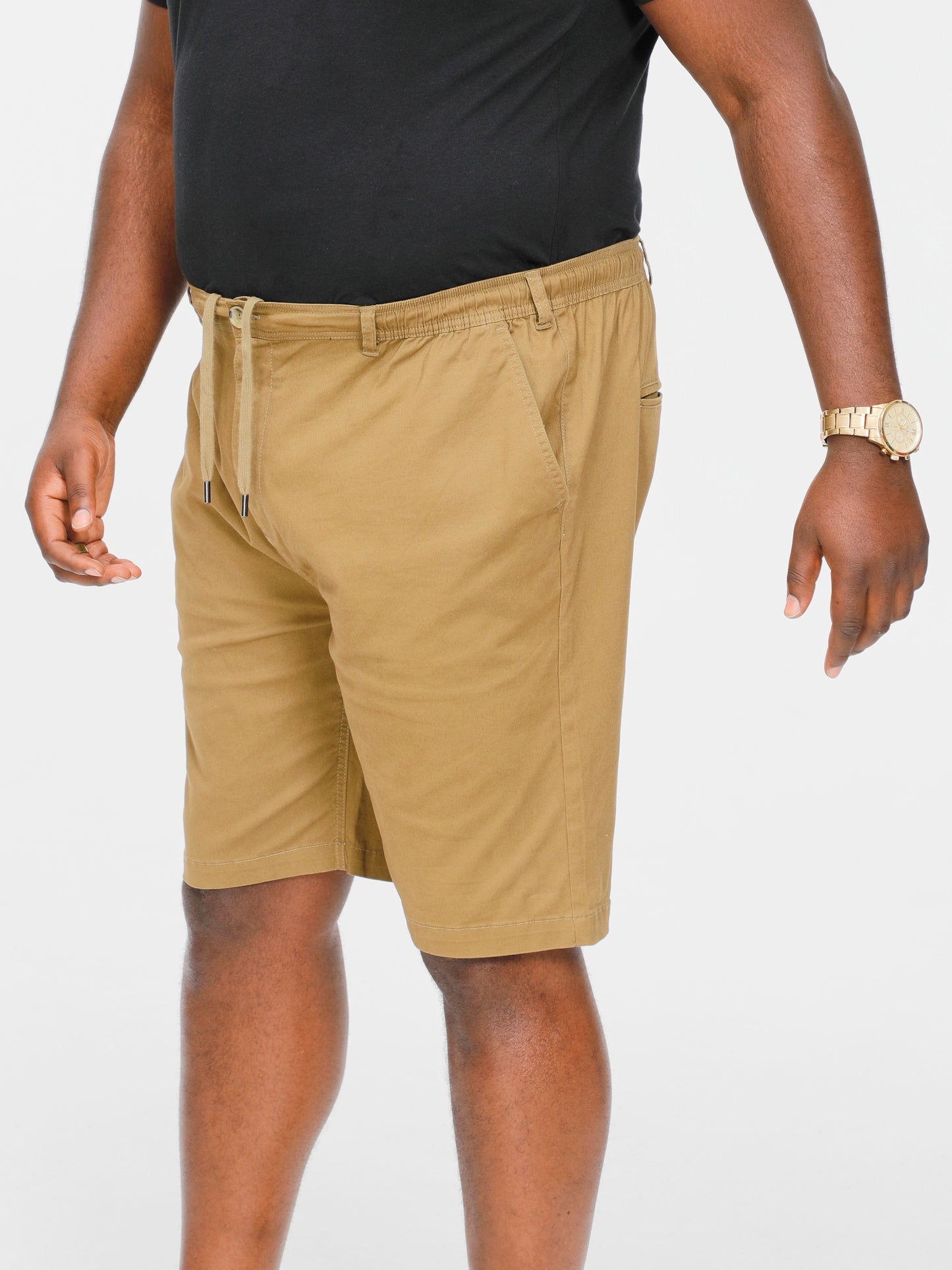 ARIES 2 -D555 Tobacco Brown Full Elastic Waist Stretch Shorts