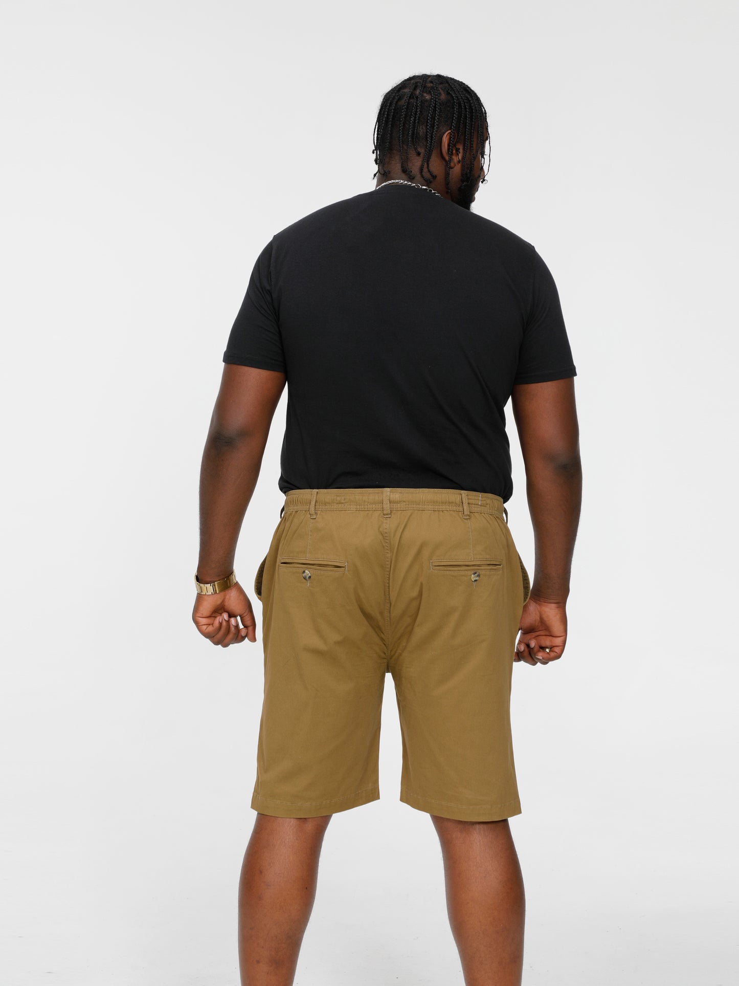 ARIES 2 -D555 Tobacco Brown Full Elastic Waist Stretch Shorts