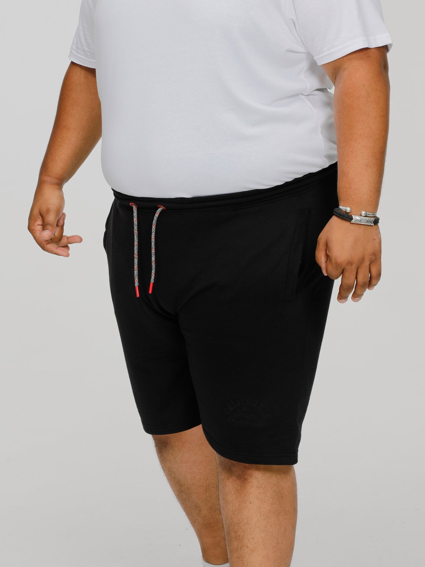 STEFAN 1 -D555 Black Elasticated Waist Loop Back Shorts