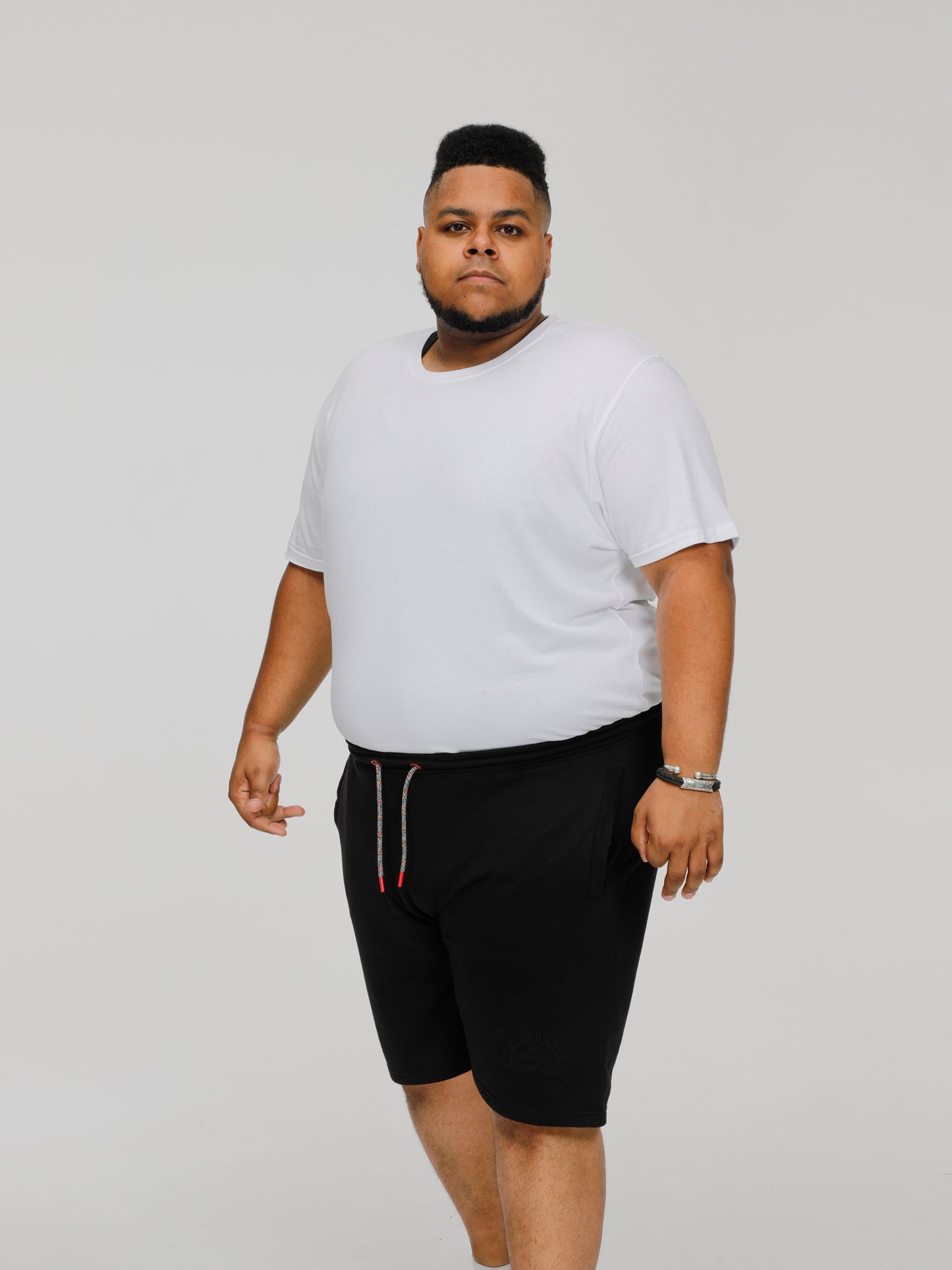 STEFAN 1 -D555 Black Elasticated Waist Loop Back Shorts