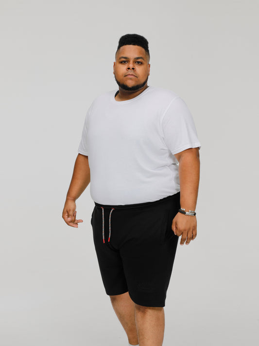 STEFAN 1 -D555 Black Elasticated Waist Loop Back Shorts