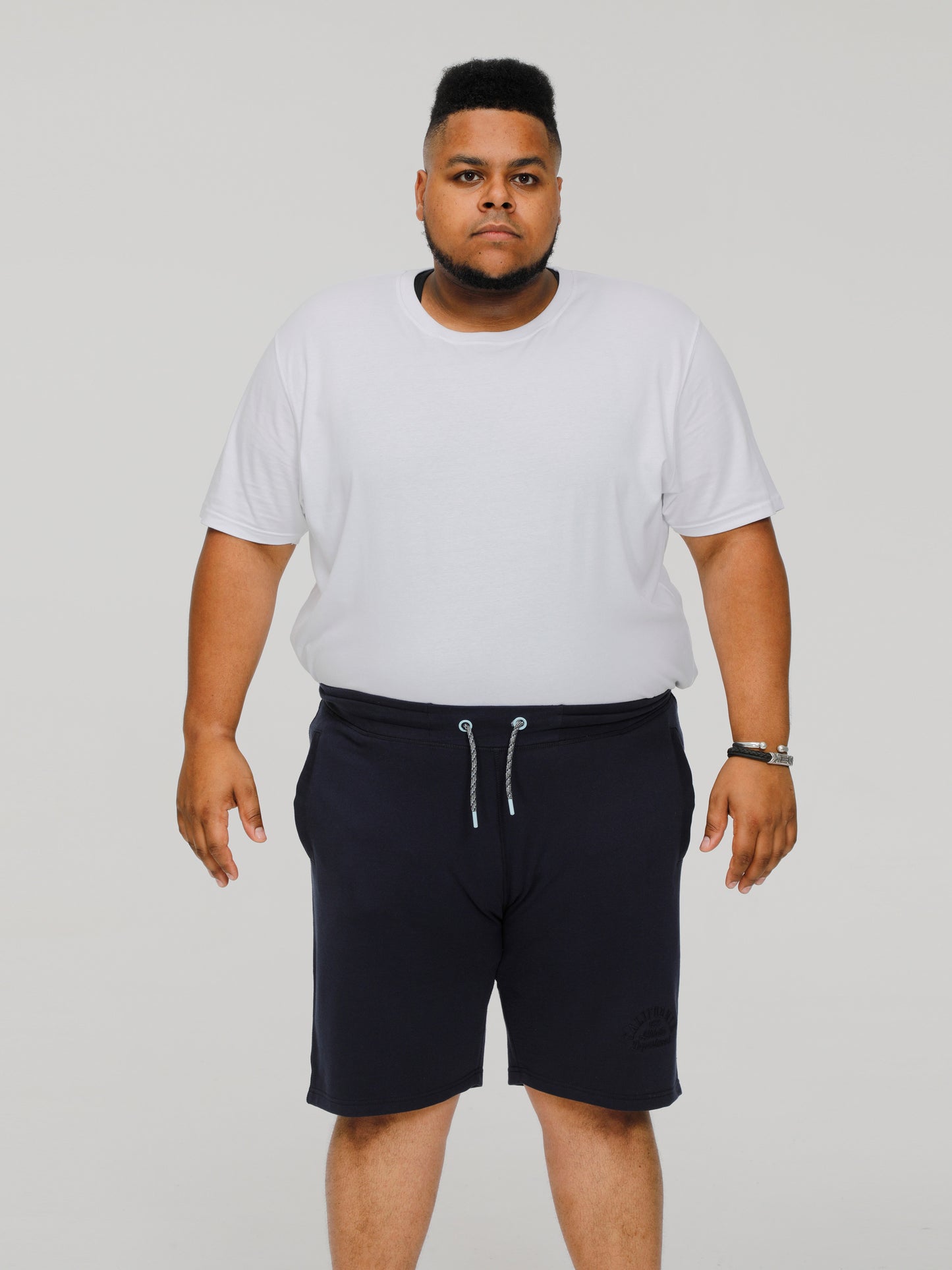 STEFAN 2 -D555 Navy Blue Elasticated Waist Loop Back Shorts