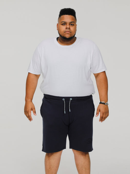 STEFAN 2 -D555 Navy Blue Elasticated Waist Loop Back Shorts