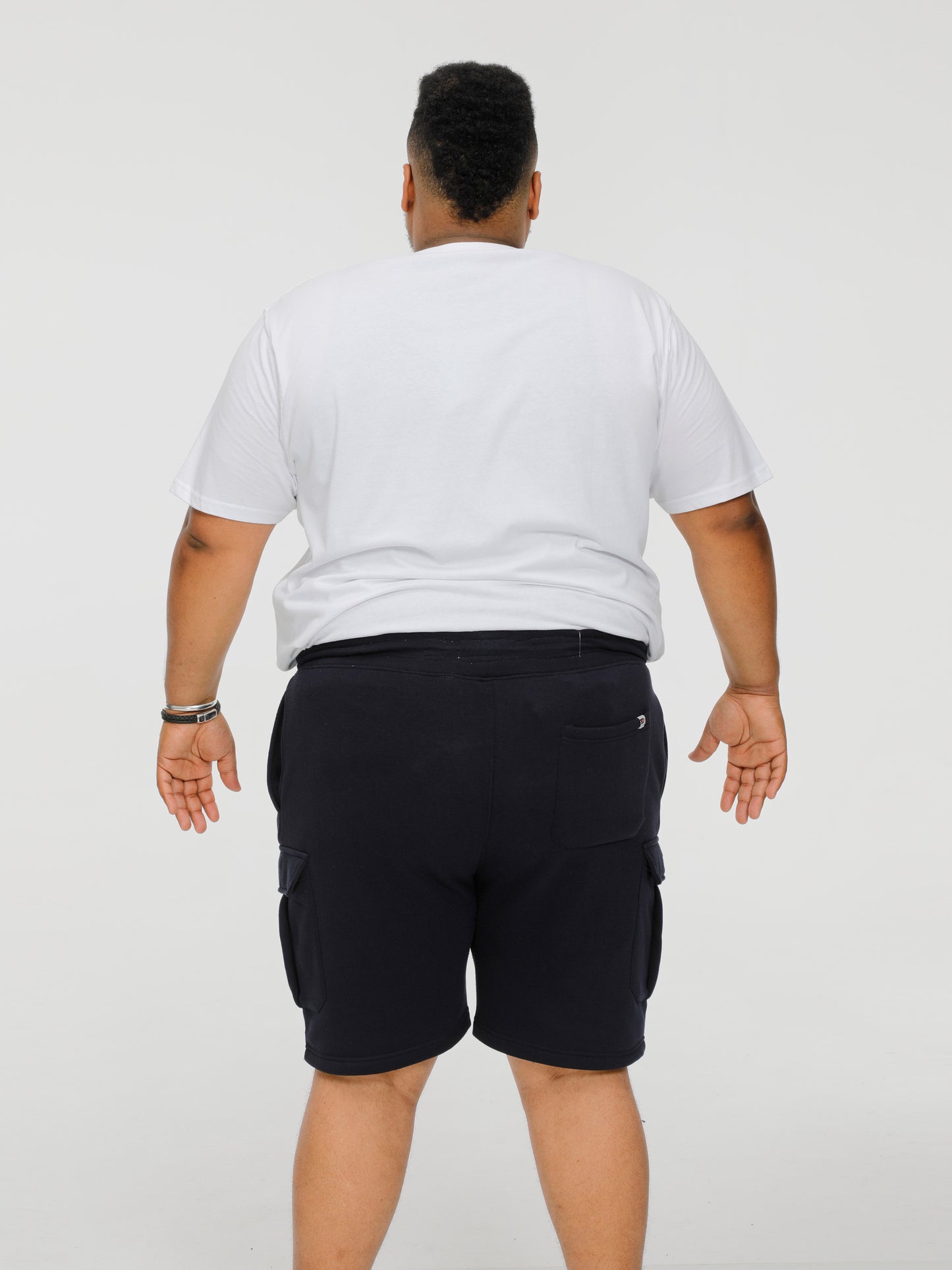 CYRUS 1 -D555 Navy Blue Elasticated Waist Fleece Cargo Shorts