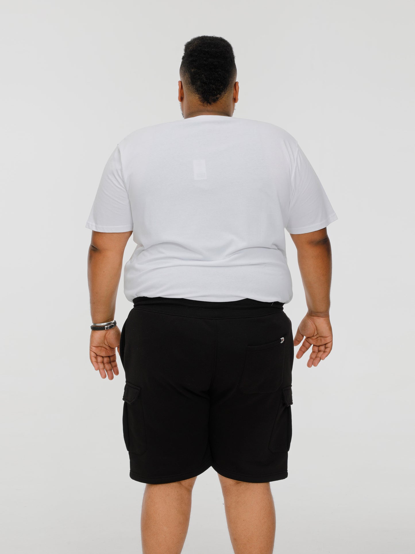CYRUS 2 -D555 Black Elasticated Waist Fleece Cargo Shorts