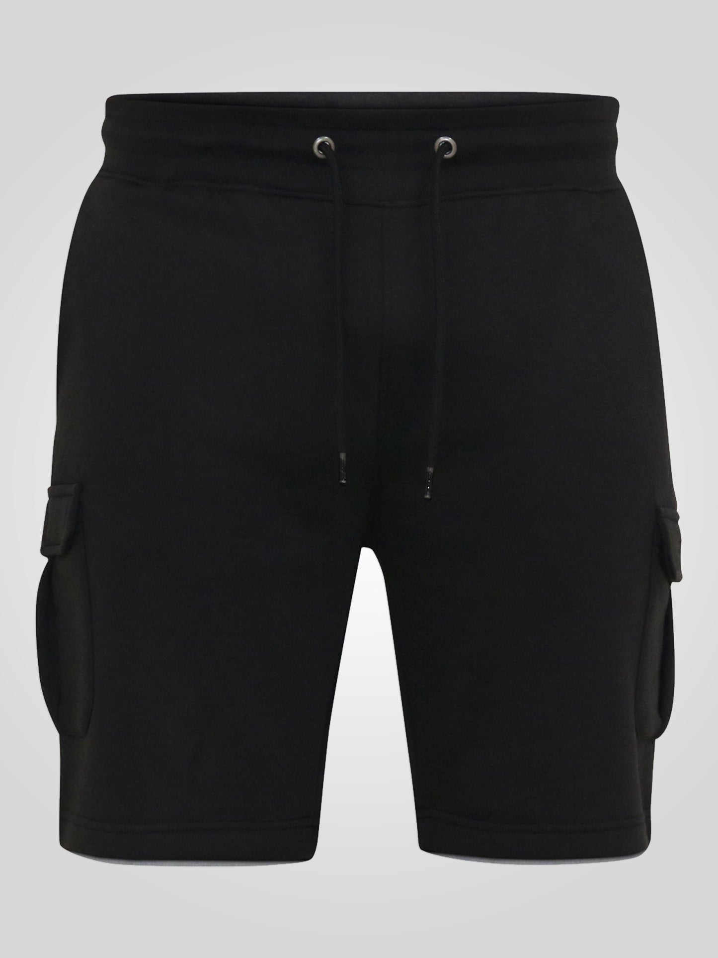 CYRUS 2 -D555 Black Elasticated Waist Fleece Cargo Shorts