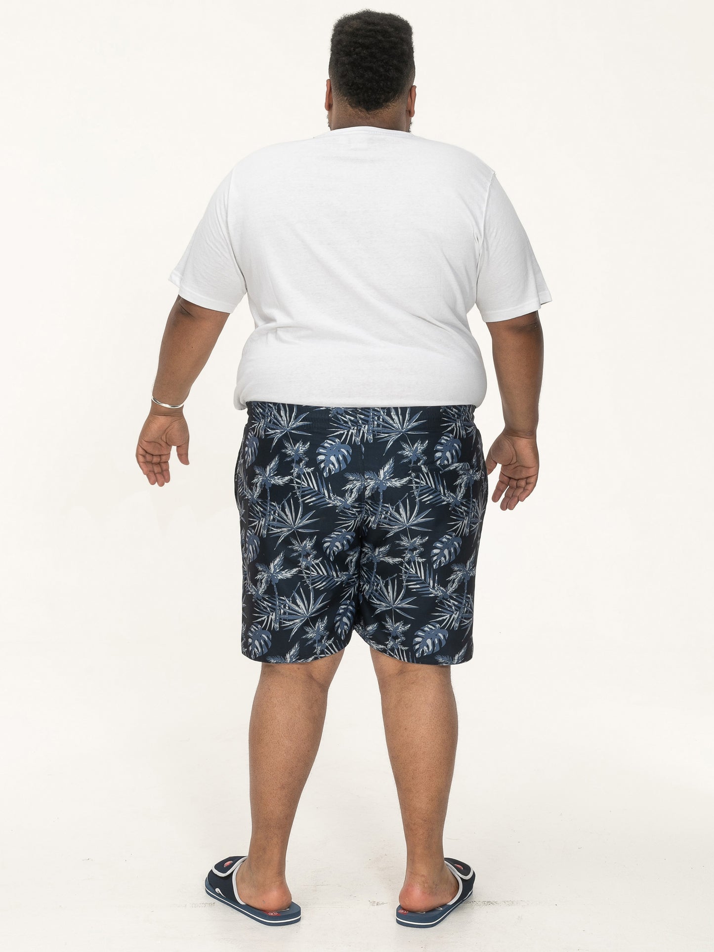 CLEETHORPES -D555 Navy Blue Hawaiian Printed Swim Shorts