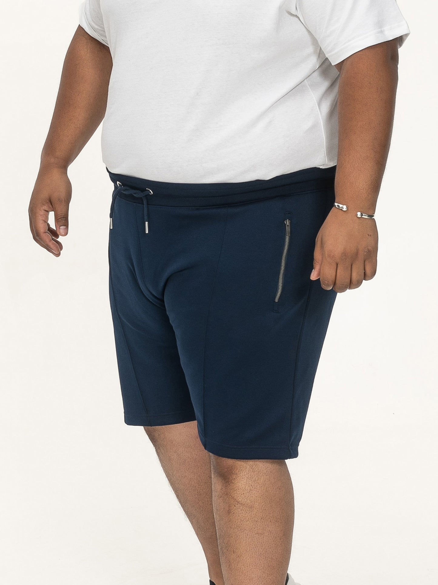 SPALDING -D555 Navy Blue Interlock Shorts with Pin Tuck Front