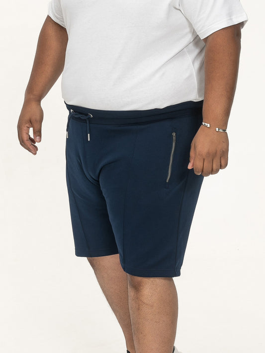 SPALDING -D555 Navy Blue Interlock Shorts with Pin Tuck Front