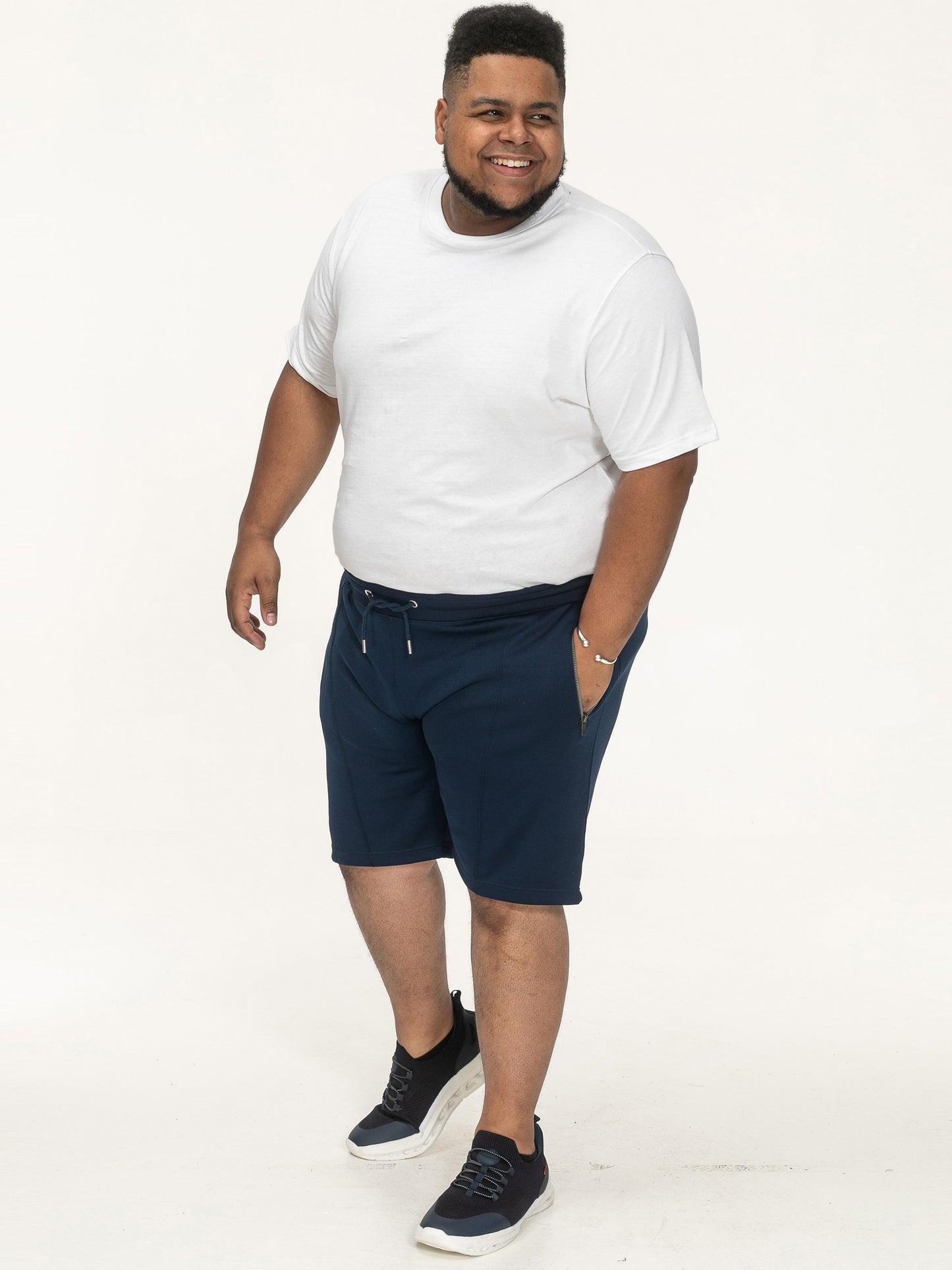 SPALDING -D555 Navy Blue Interlock Shorts with Pin Tuck Front