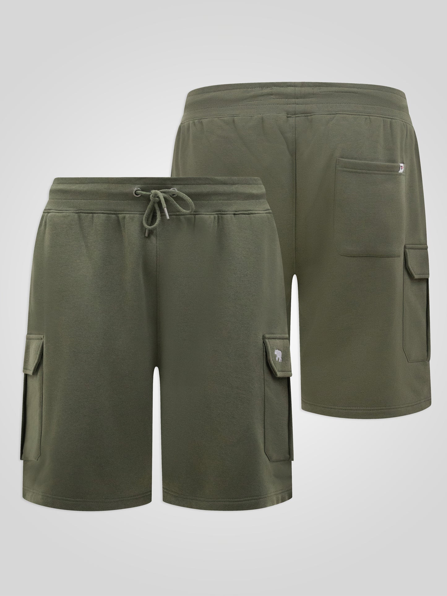 WIGAN 1-D555 Khaki Green Elasticated Waist Fleece Cargo Shorts