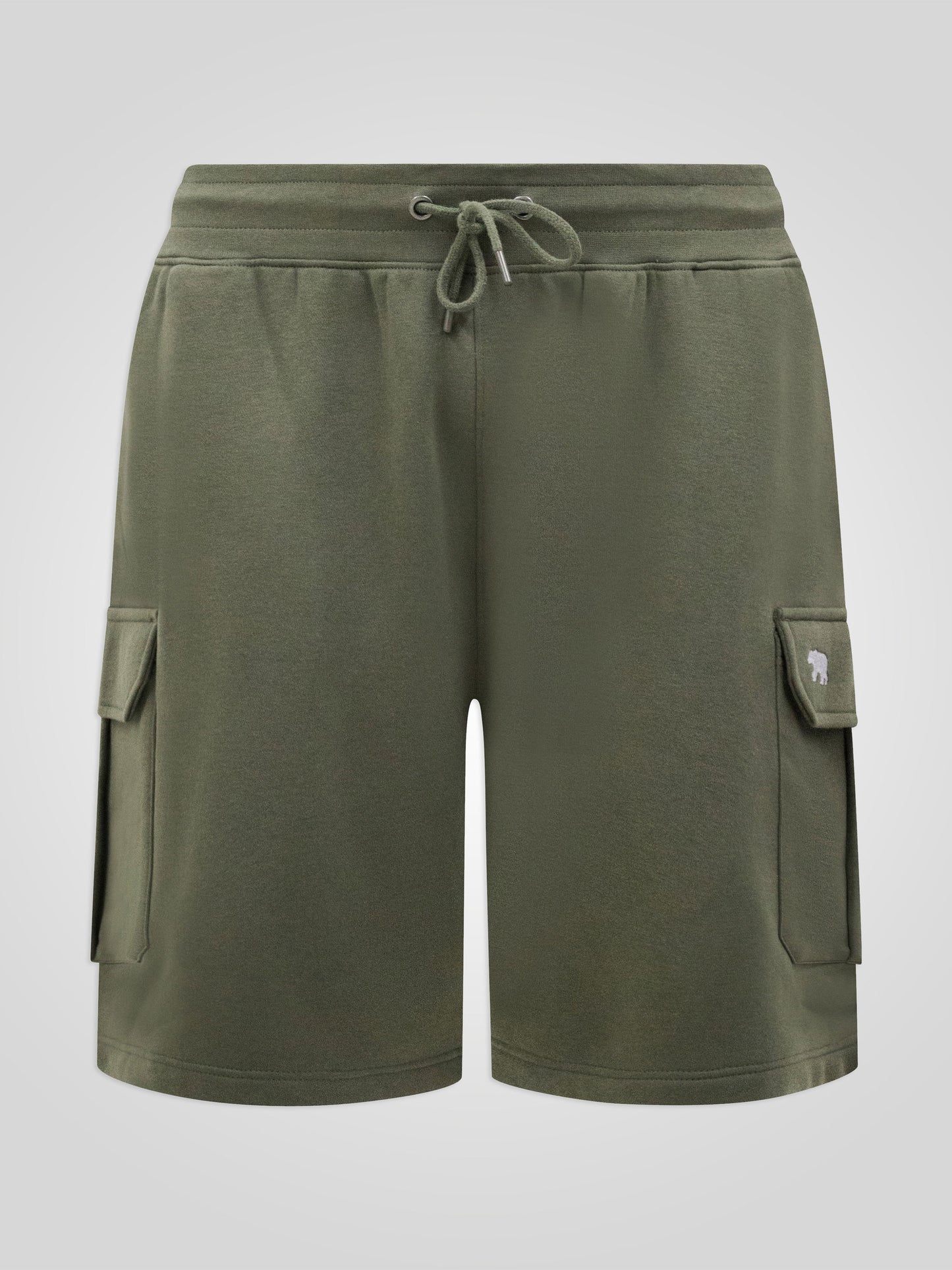 WIGAN 1-D555 Khaki Green Elasticated Waist Fleece Cargo Shorts