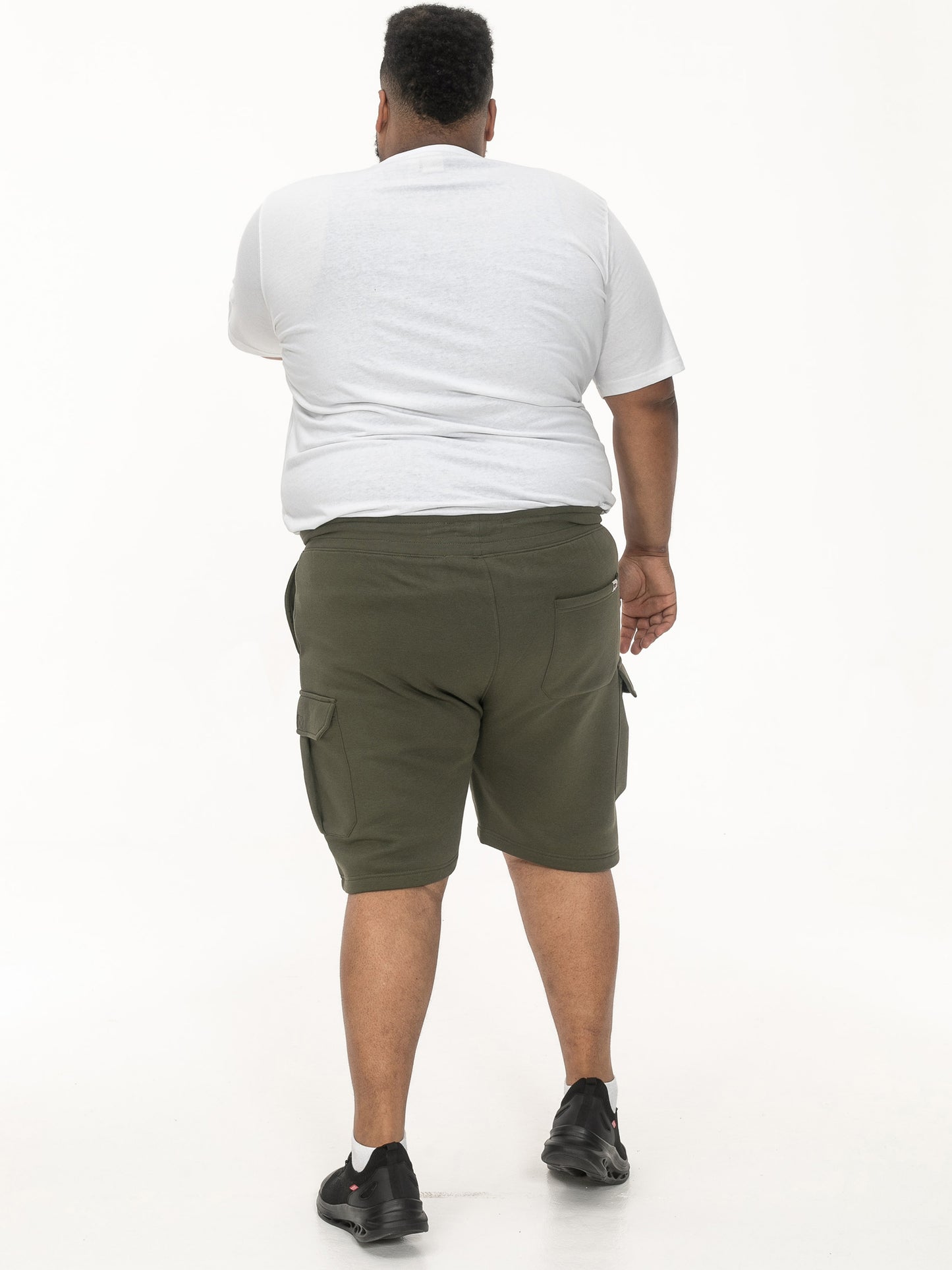 WIGAN 1-D555 Khaki Green Elasticated Waist Fleece Cargo Shorts