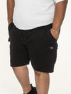 WIGAN 2-D555 Black Elasticated Waist Fleece Cargo Shorts