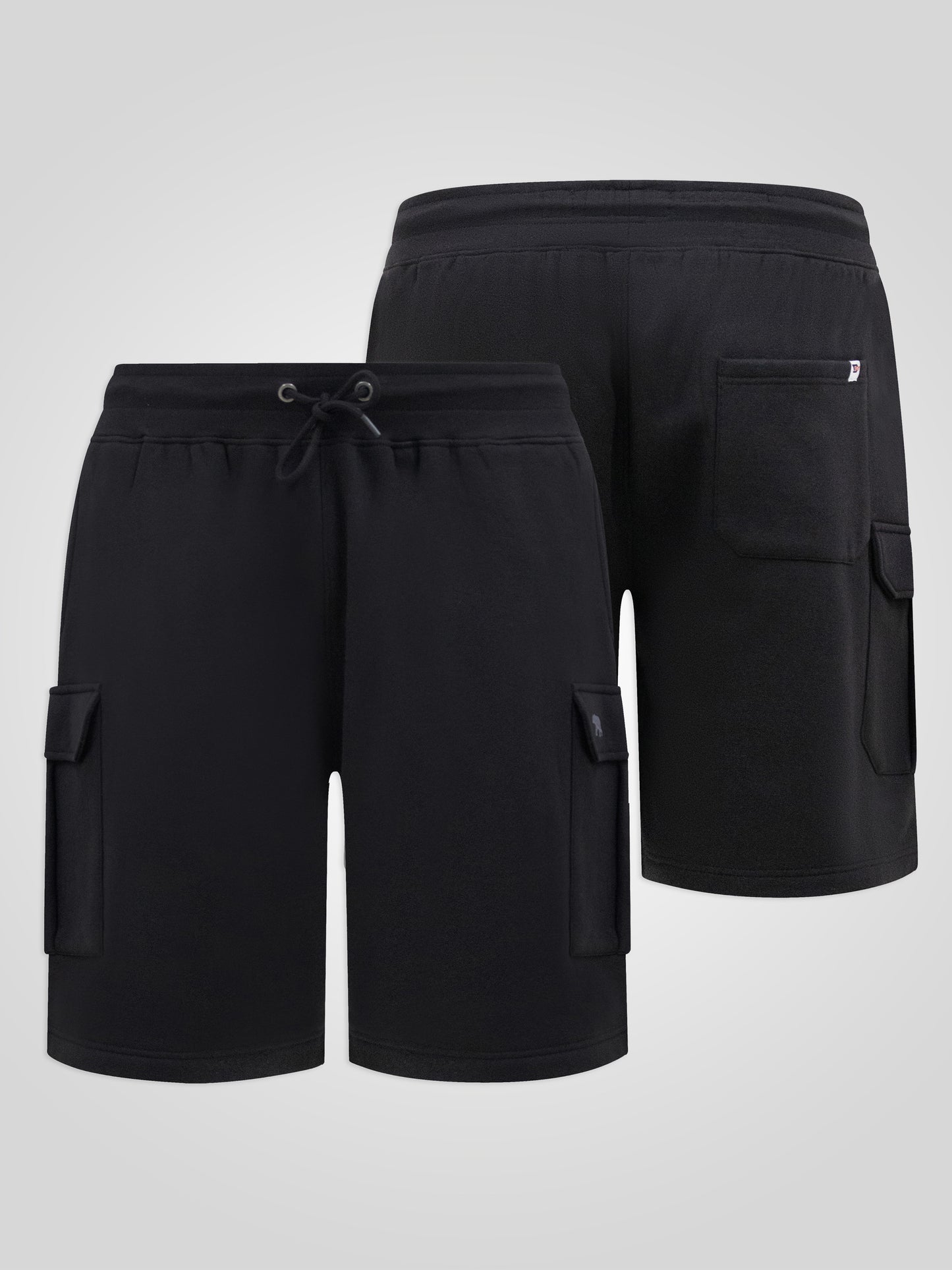 WIGAN 2-D555 Black Elasticated Waist Fleece Cargo Shorts
