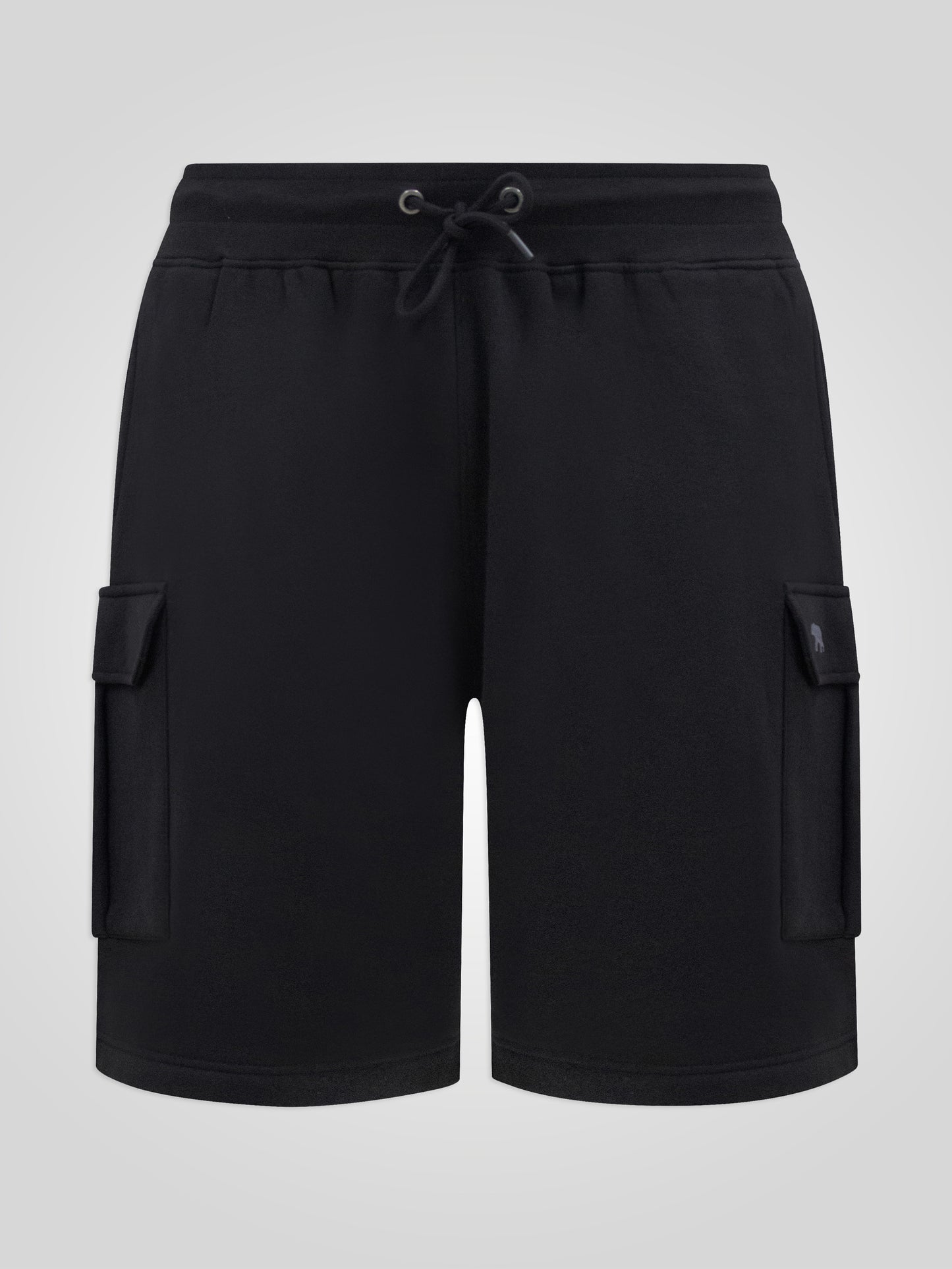 WIGAN 2-D555 Black Elasticated Waist Fleece Cargo Shorts