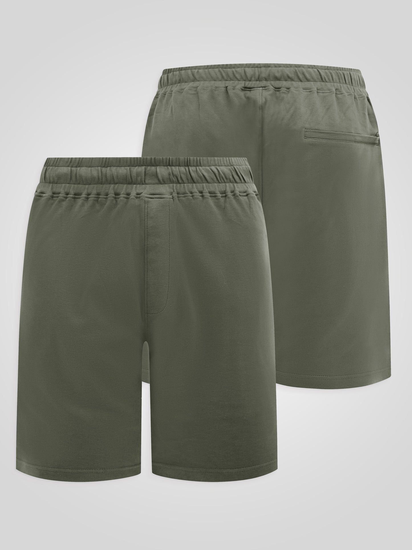 MITCHELL1 -D555 Khaki Green Elasticated Waist Stretch Shorts