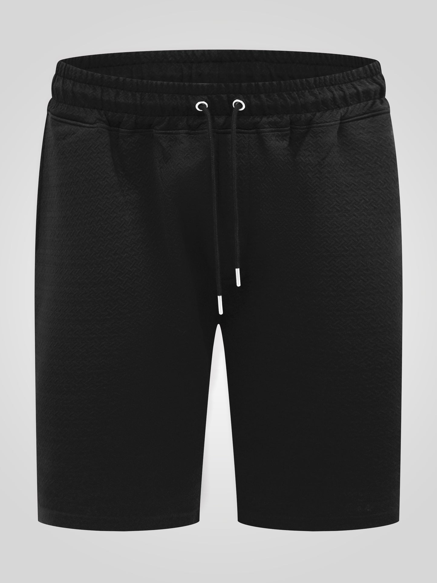 CRANSTON -D555 Black Stretch Jacquard Elasticated Waist Shorts