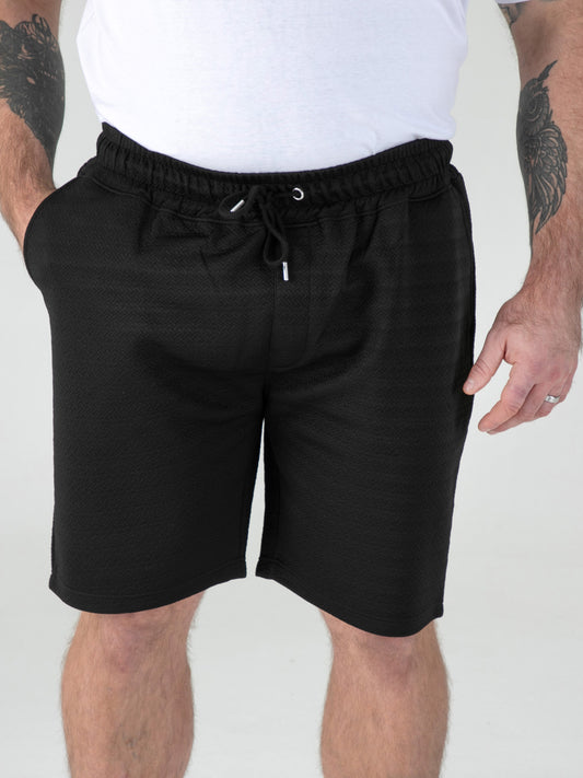 CRANSTON -D555 Black Stretch Jacquard Elasticated Waist Shorts
