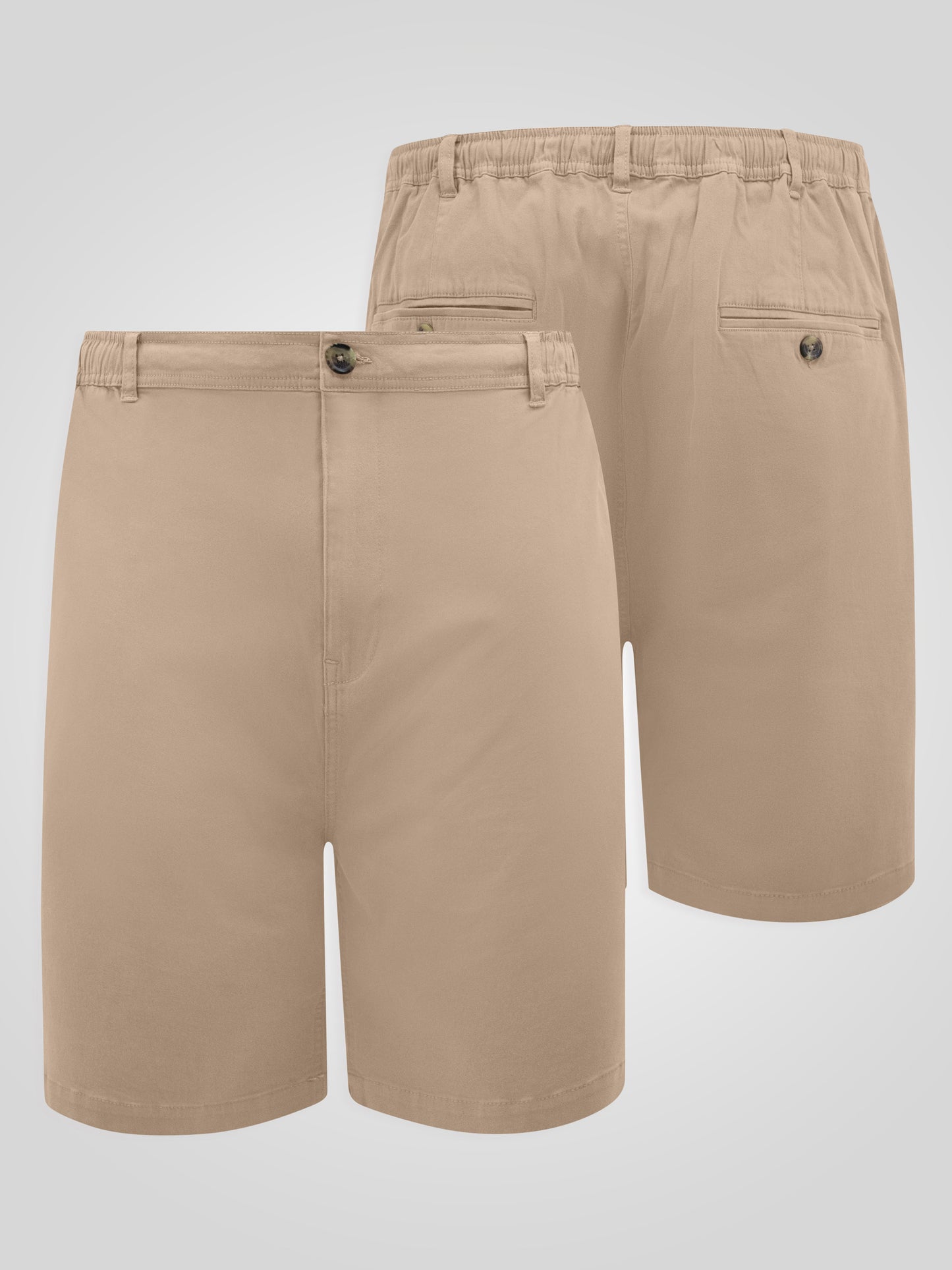 SPENCER 1 -D555 Stone Full Elastic Waist Stretch Shorts with Drawcord