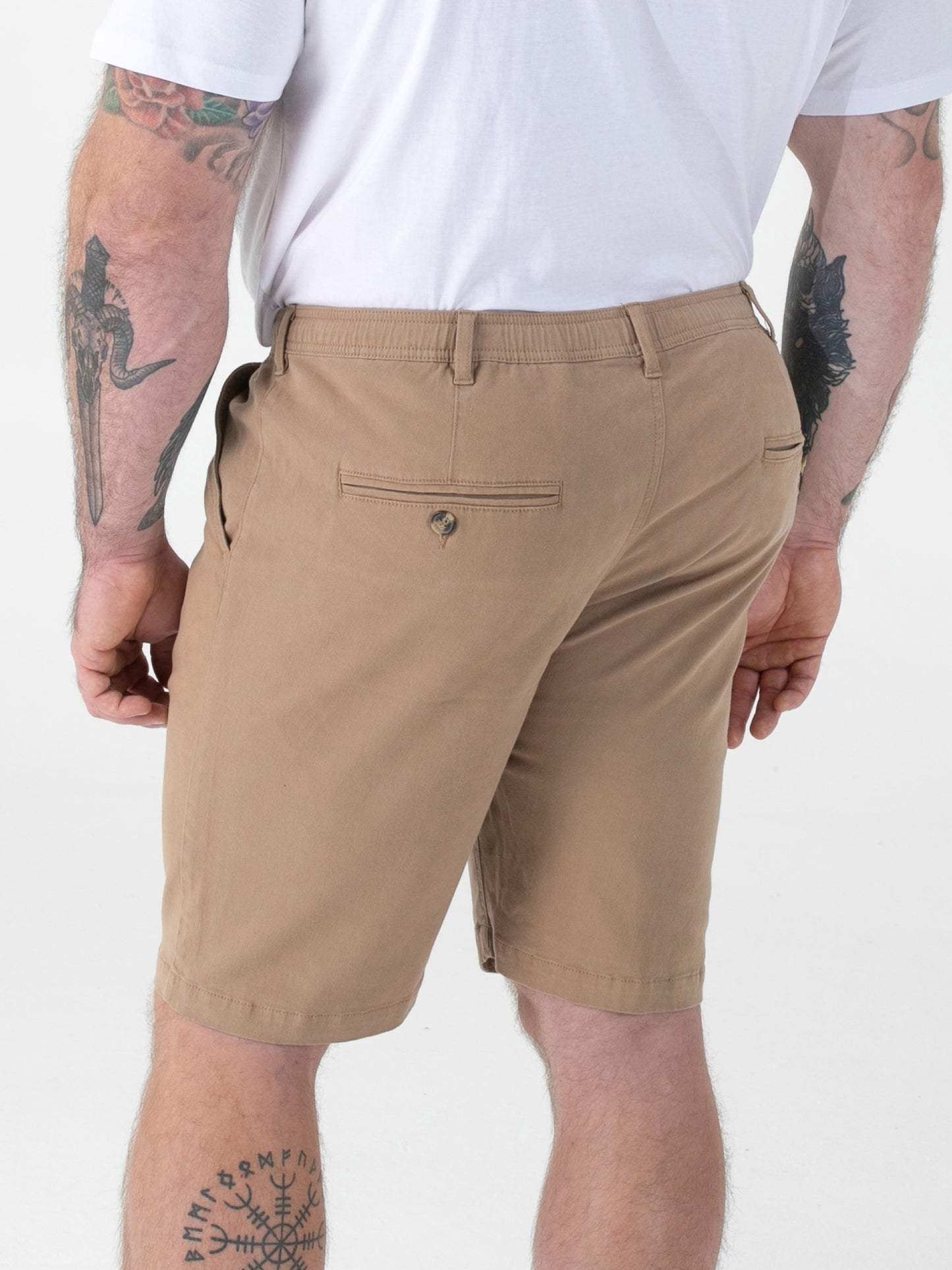 SPENCER 1 -D555 Stone Full Elastic Waist Stretch Shorts with Drawcord