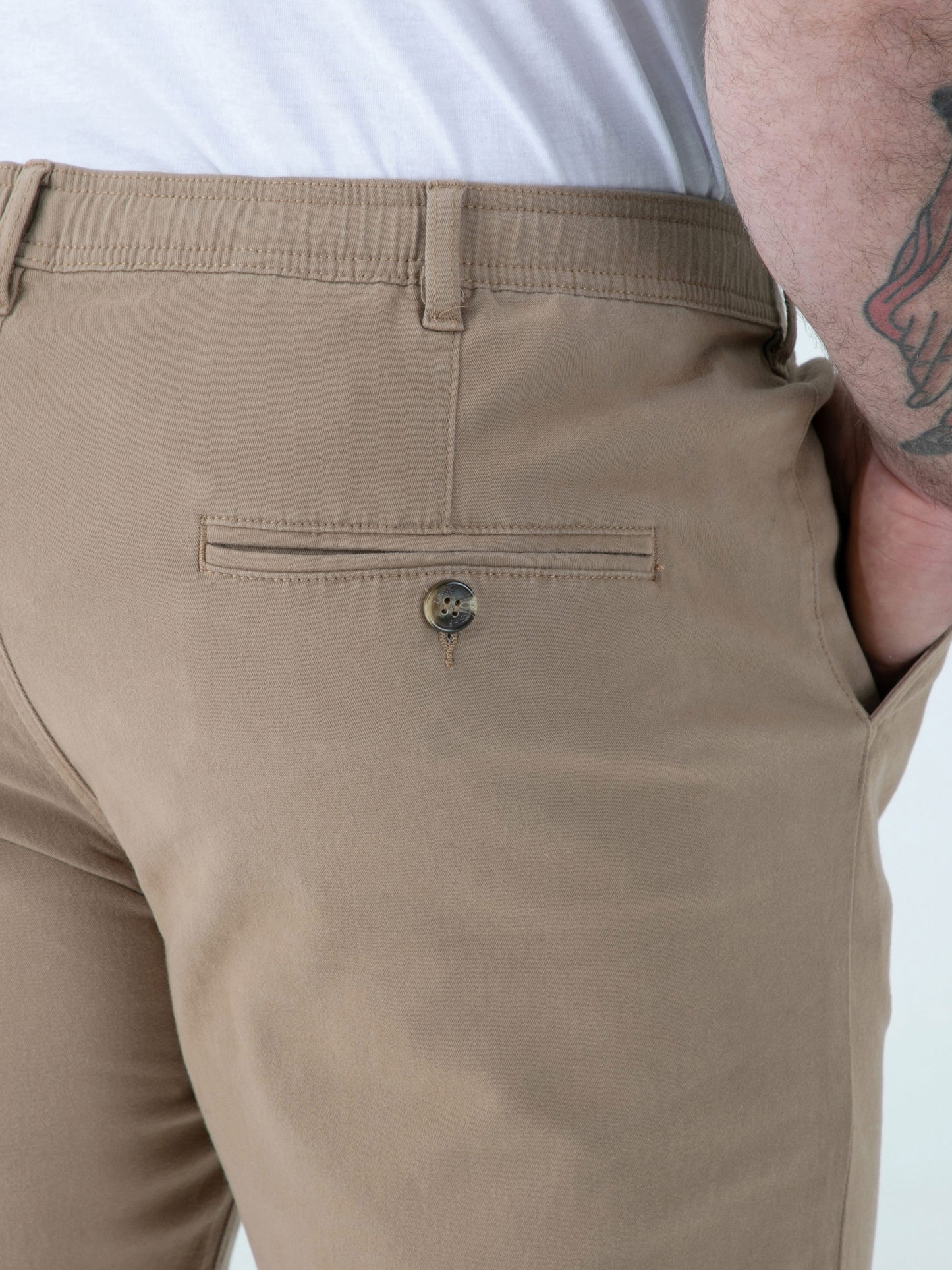 SPENCER 1 -D555 Stone Full Elastic Waist Stretch Shorts with Drawcord