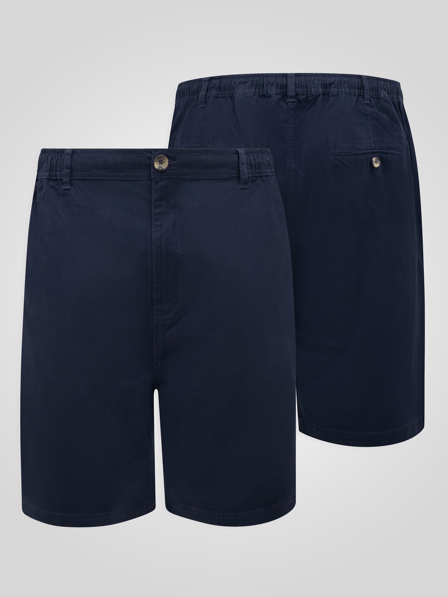 SPENCER 2 -D555 Navy Blue Full Elastic Waist Stretch Shorts with Drawcord