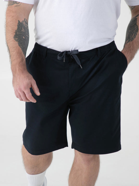SPENCER 2 -D555 Navy Blue Full Elastic Waist Stretch Shorts with Drawcord