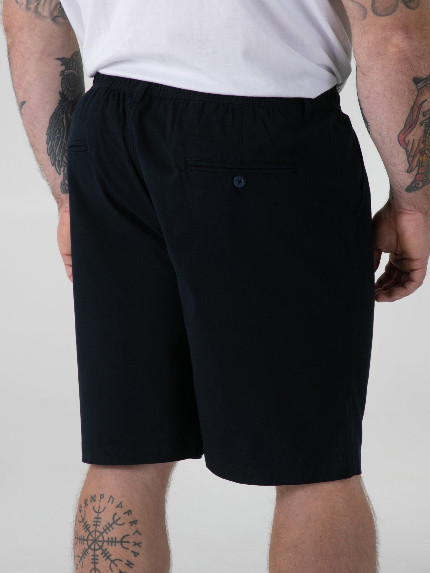 SPENCER 2 -D555 Navy Blue Full Elastic Waist Stretch Shorts with Drawcord