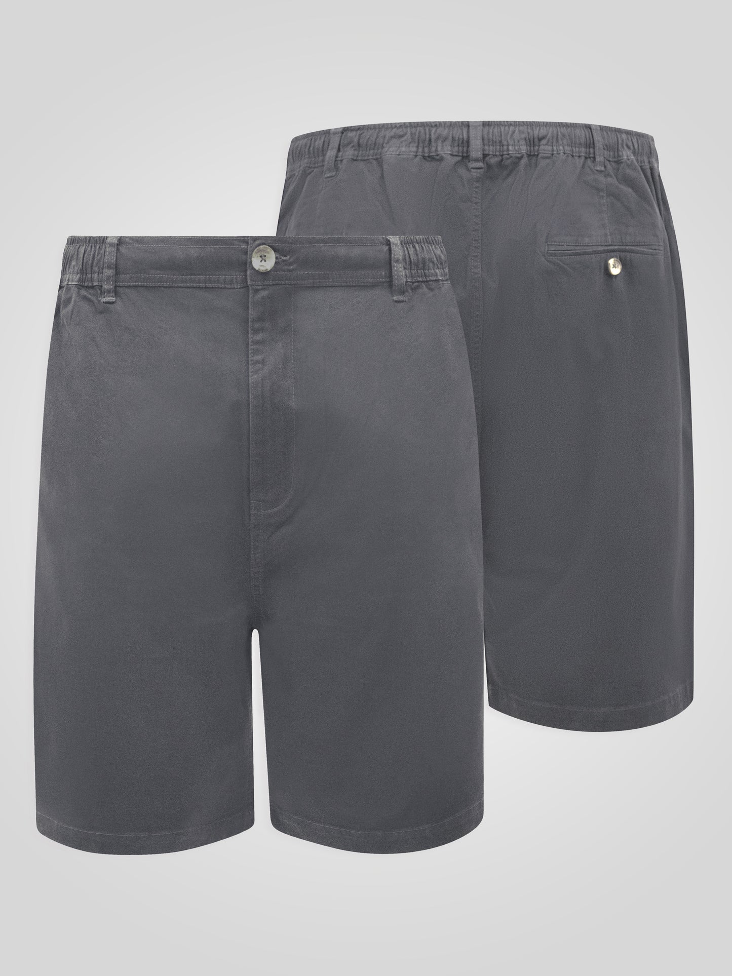 SPENCER 3 -D555 Steel Grey Full Elastic Waist Stretch Shorts with Drawcord
