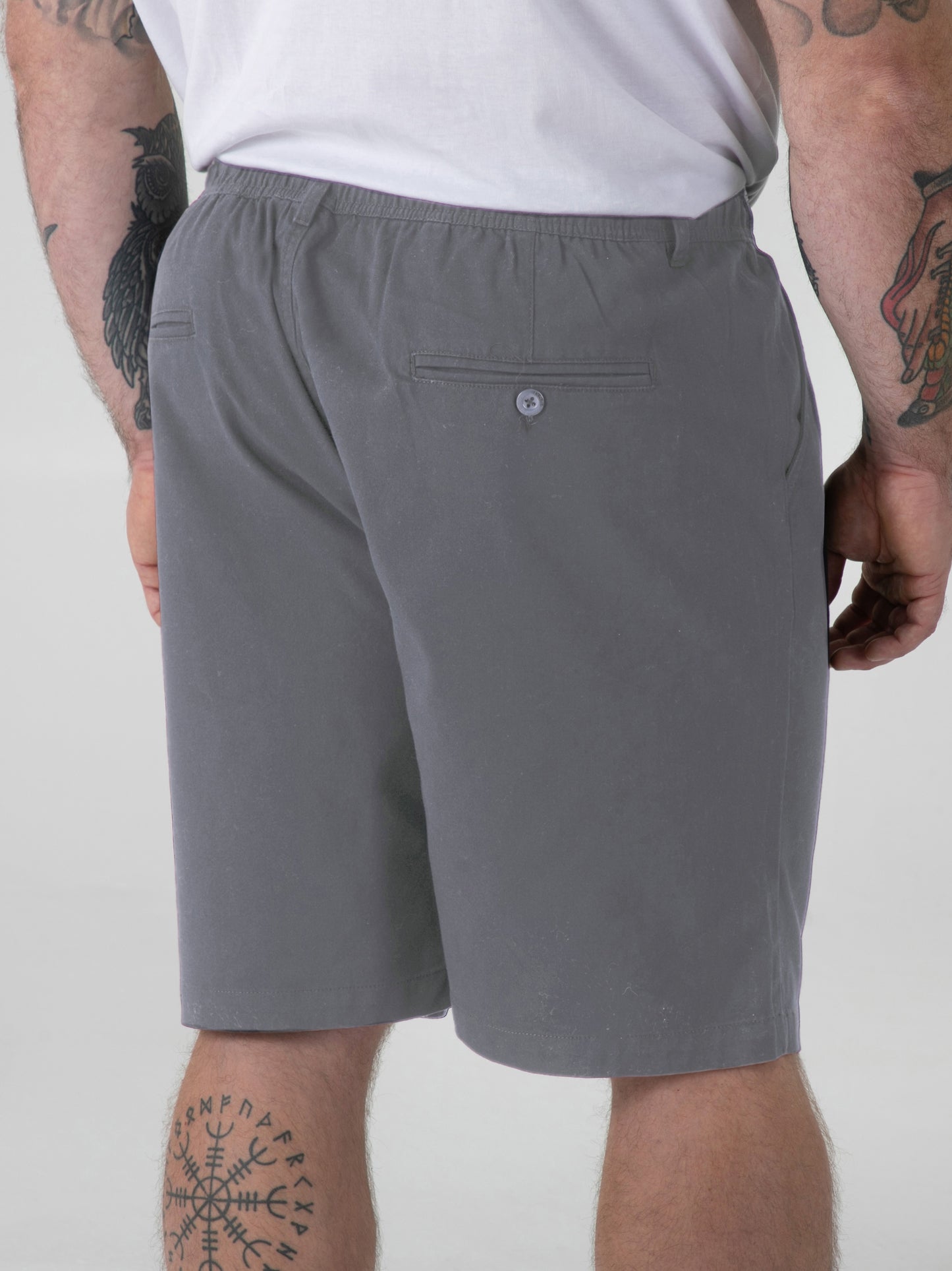 SPENCER 3 -D555 Steel Grey Full Elastic Waist Stretch Shorts with Drawcord