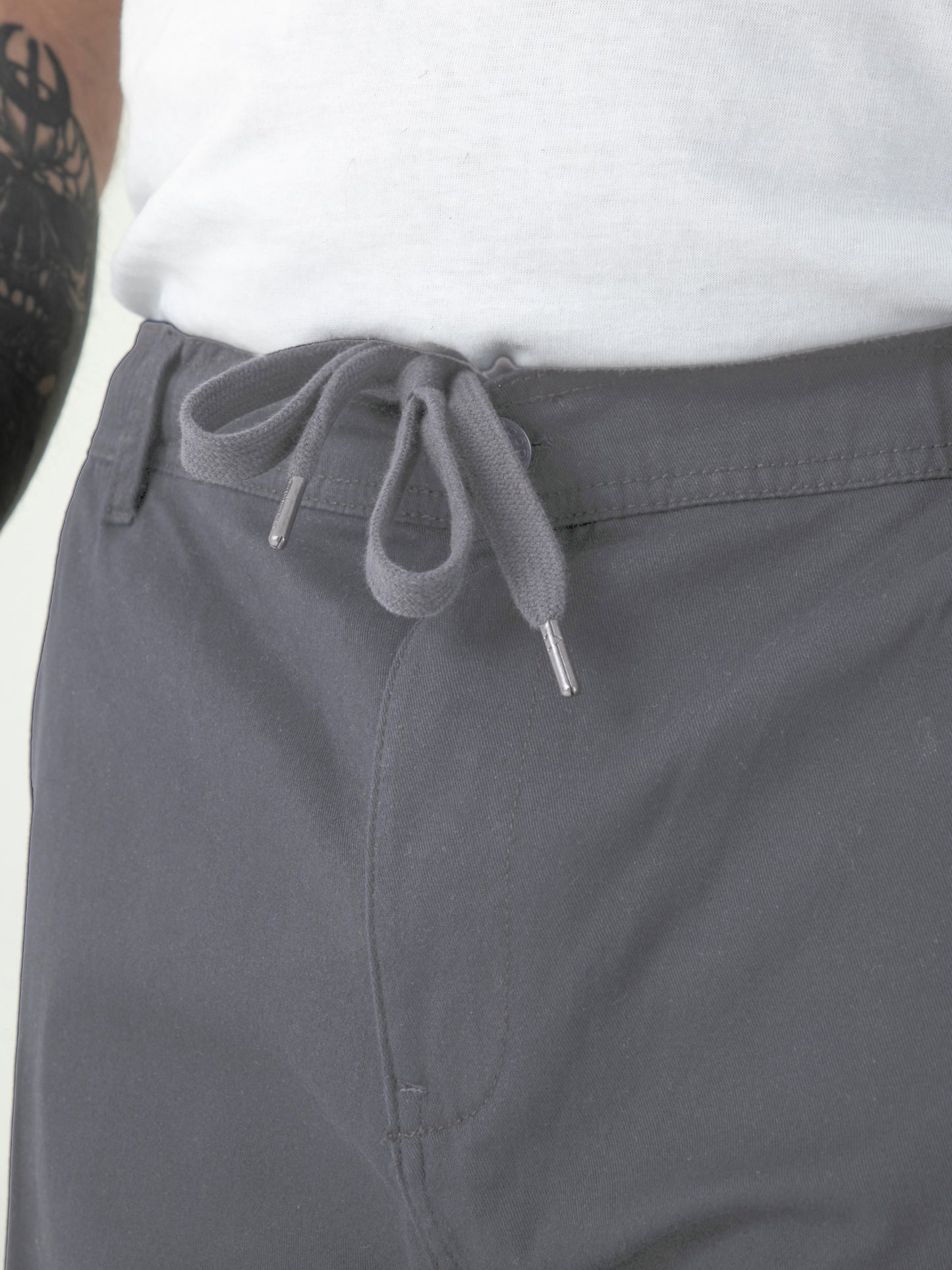 SPENCER 3 -D555 Steel Grey Full Elastic Waist Stretch Shorts with Drawcord