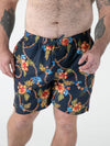 DAWSON -D555 Navy Blue Hawaiian Print Swim Shorts