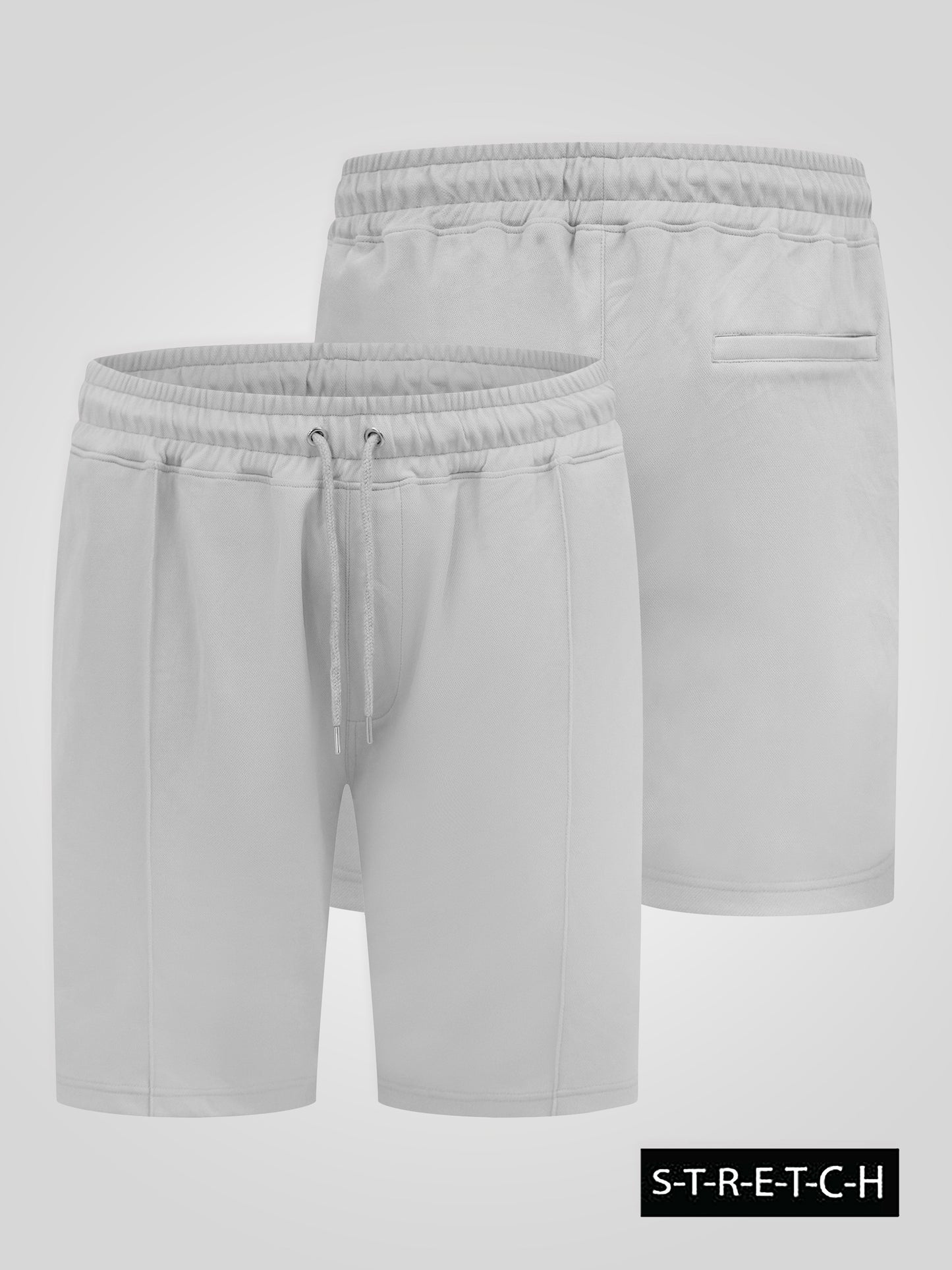 TURNER -D555 Stone Stretch Pique Elasticated Waist Shorts With Pin Tuck Front