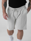 TURNER -D555 Stone Stretch Pique Elasticated Waist Shorts With Pin Tuck Front