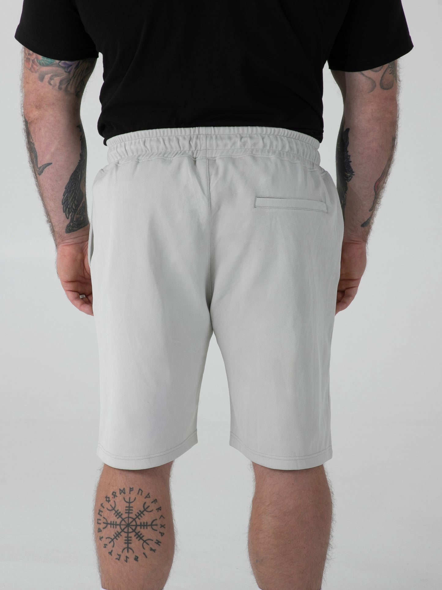 TURNER -D555 Stone Stretch Pique Elasticated Waist Shorts With Pin Tuck Front