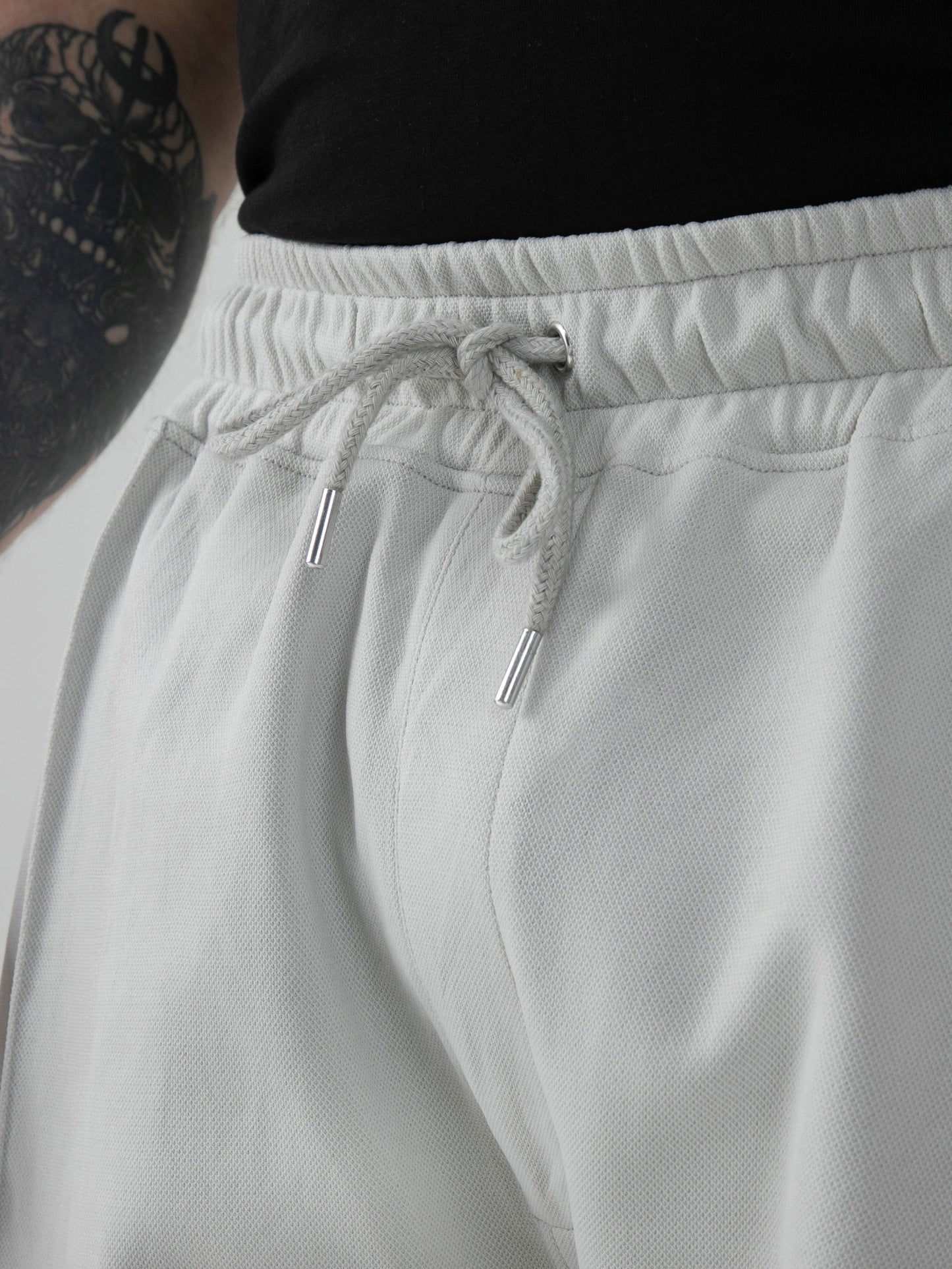 TURNER -D555 Stone Stretch Pique Elasticated Waist Shorts With Pin Tuck Front