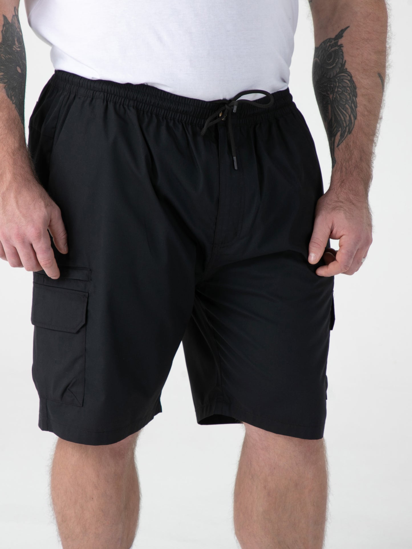 THOMAS -D555 Black Full Elastic Waist Stretch Shorts